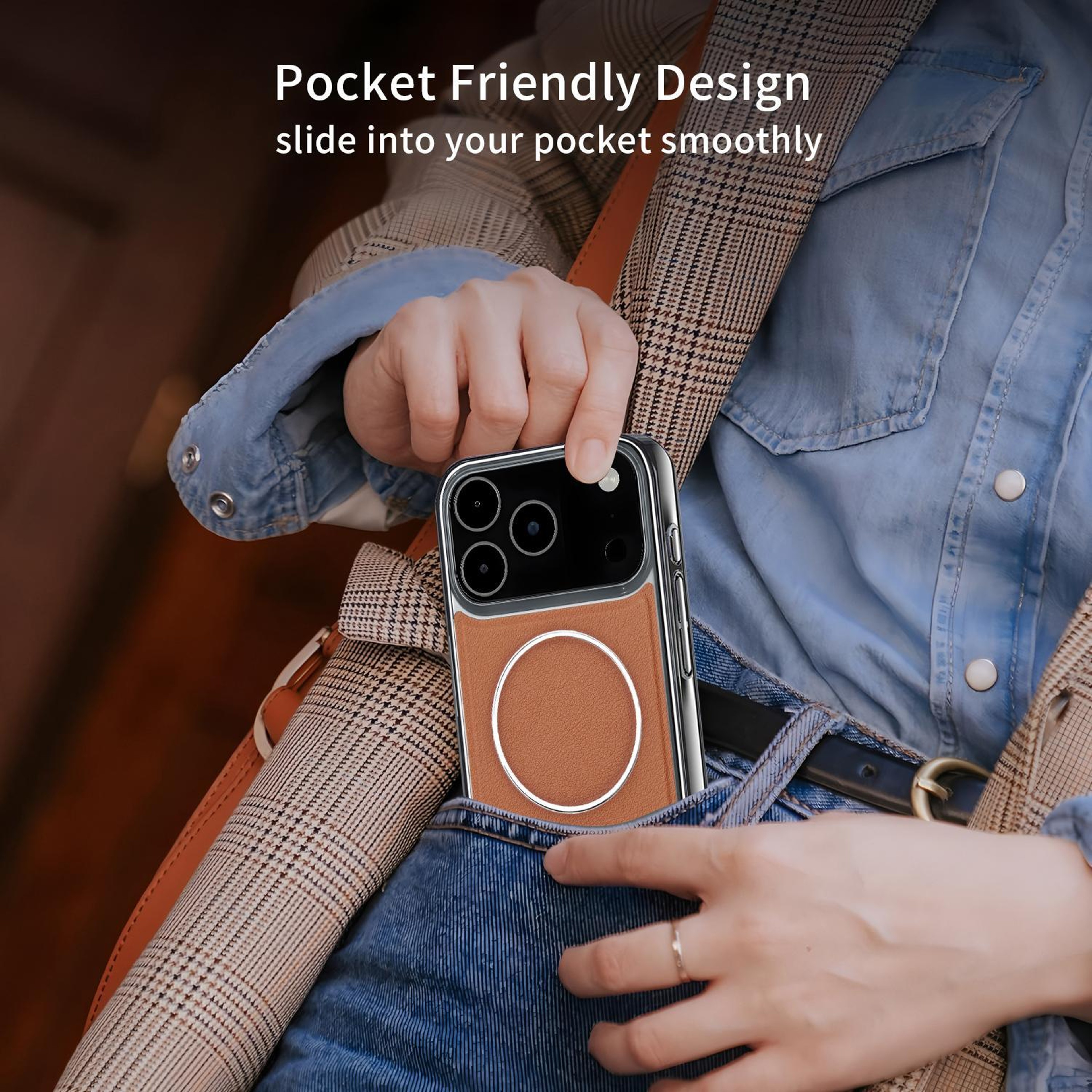 IPhone 18 Pro Max Vegan Leather Magnetic Shockproof Case 2