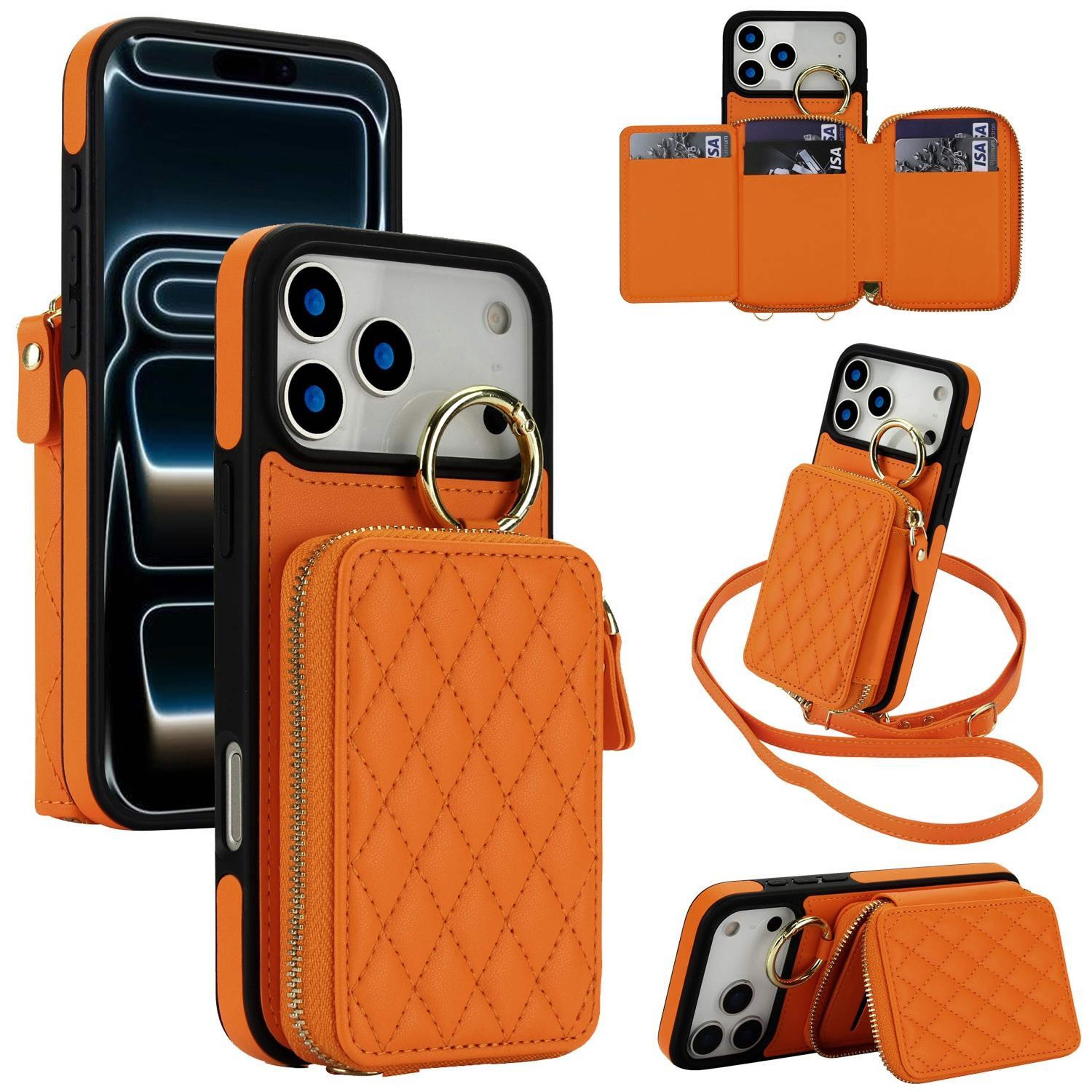 18 Pro Max Crossbody RFID Wallet Phone Case With Kickstand 0