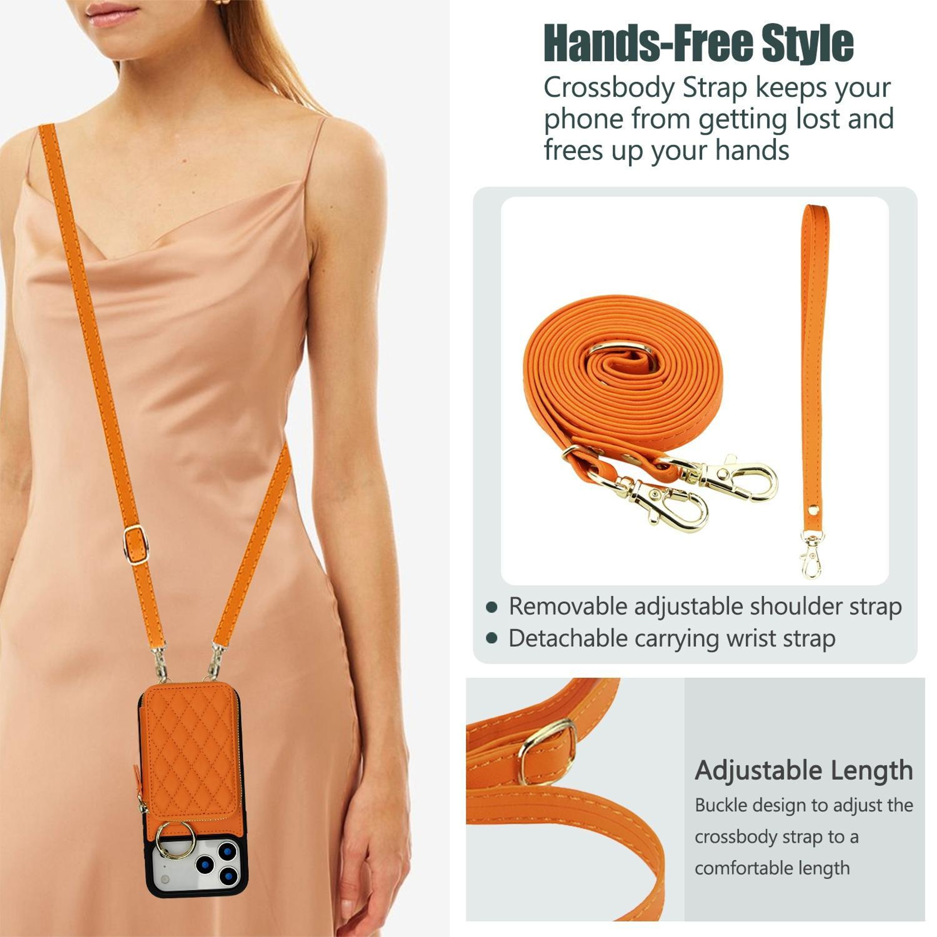 18 Pro Max Crossbody RFID Wallet Phone Case With Kickstand 4