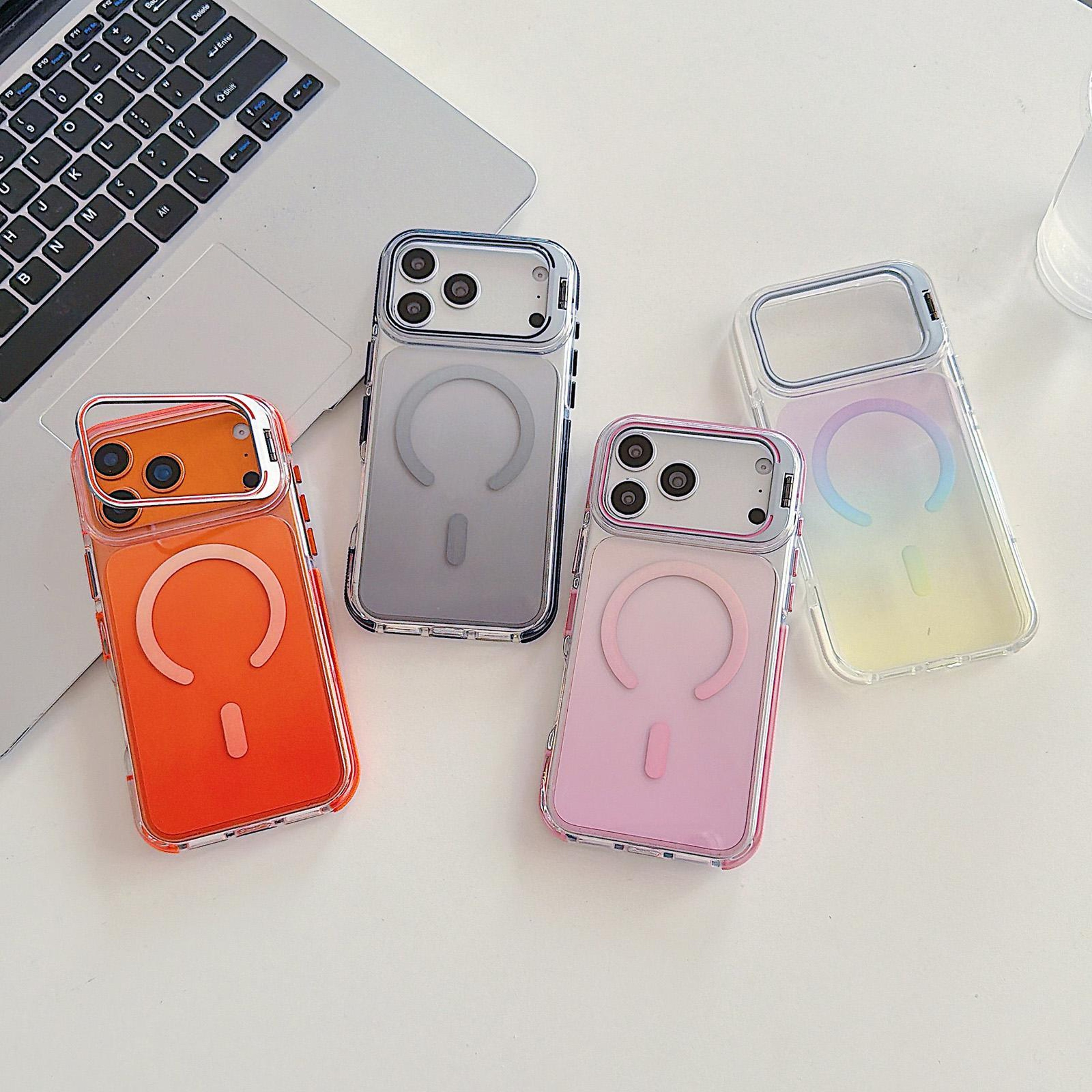 Magnetic Phone Case For 18 Pro With Gradient Lens Kickstand 1
