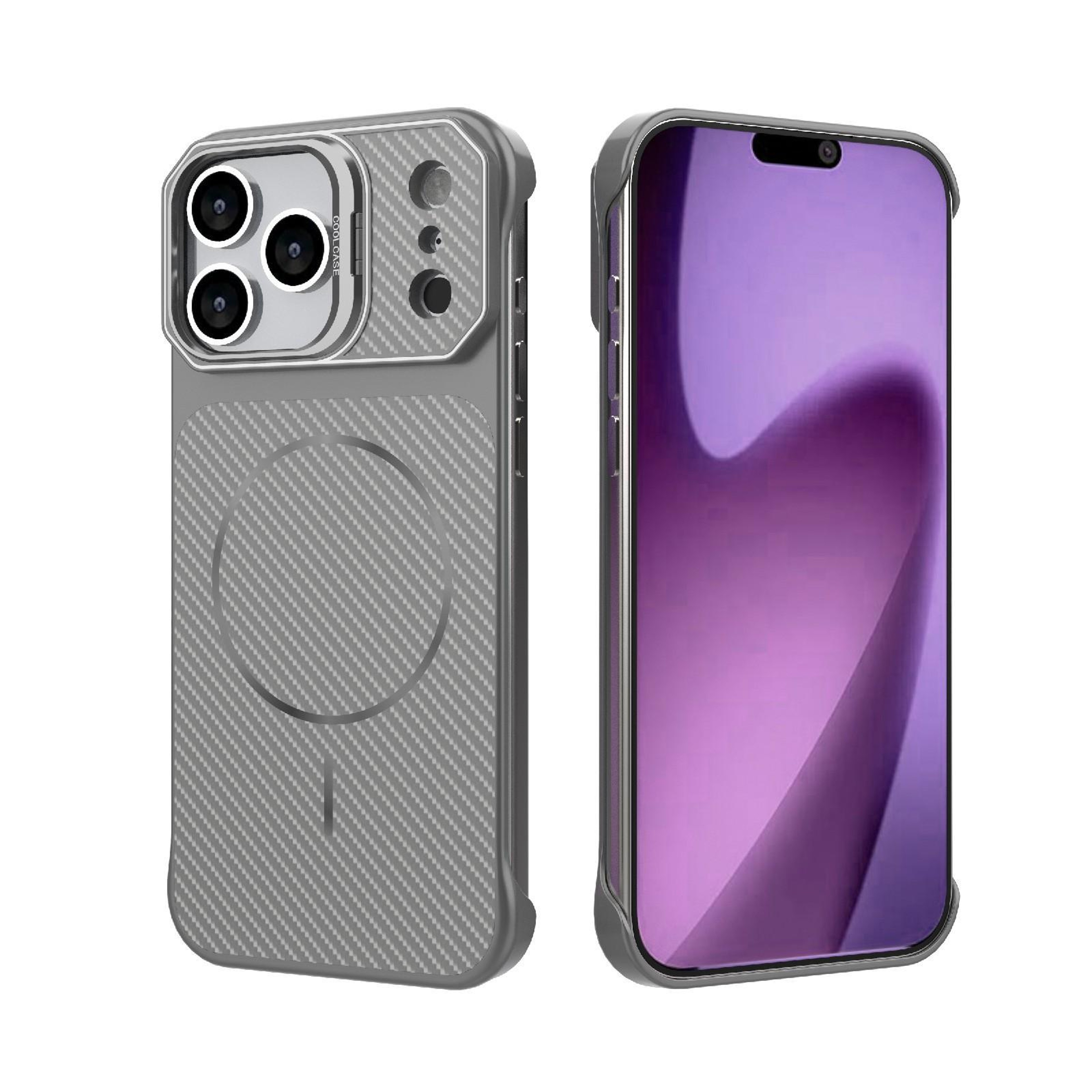 IPhone 18 Pro Frameless Magnetic PC Case With Kickstand And Carbon Fiber Texture 0