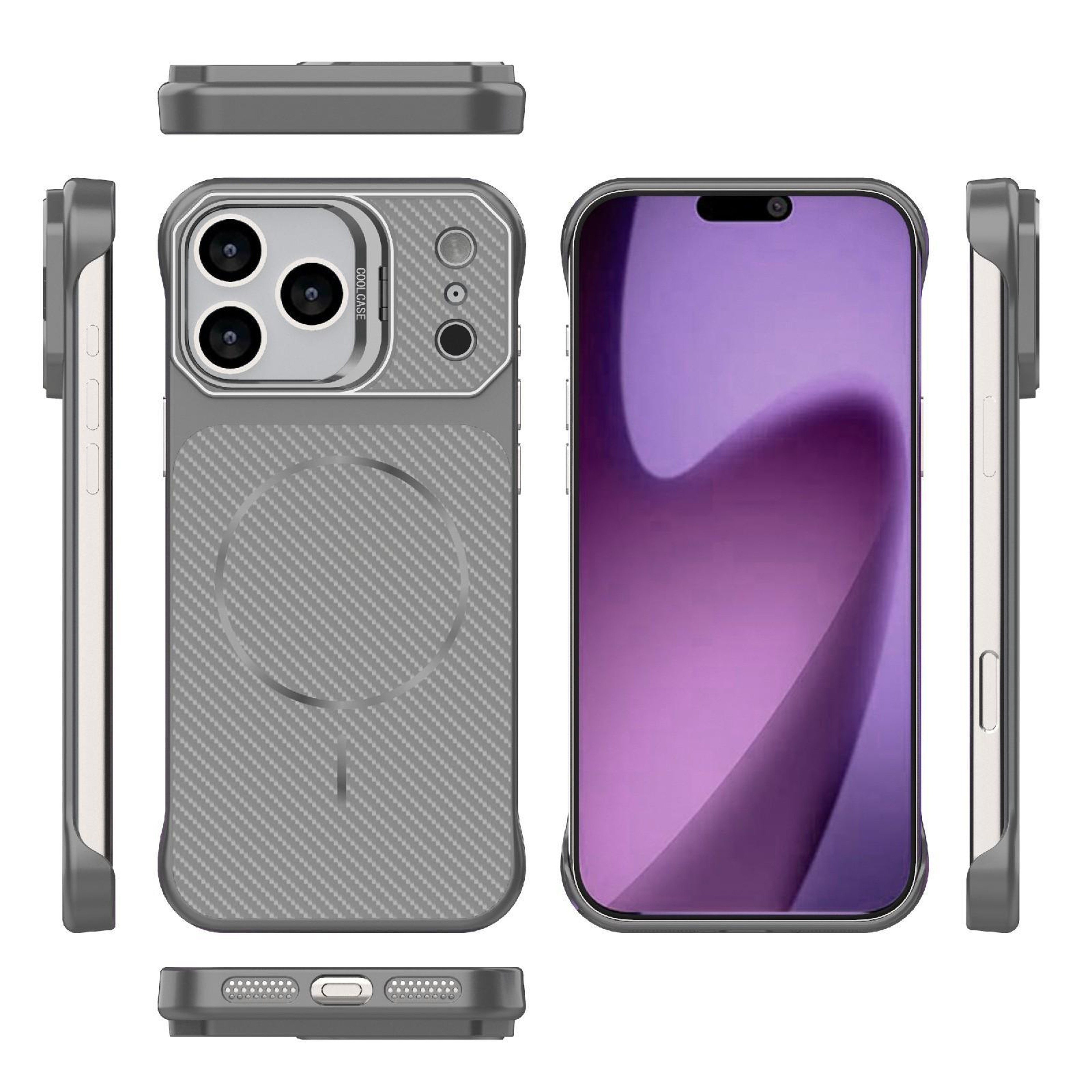 IPhone 18 Pro Frameless Magnetic PC Case With Kickstand And Carbon Fiber Texture 1