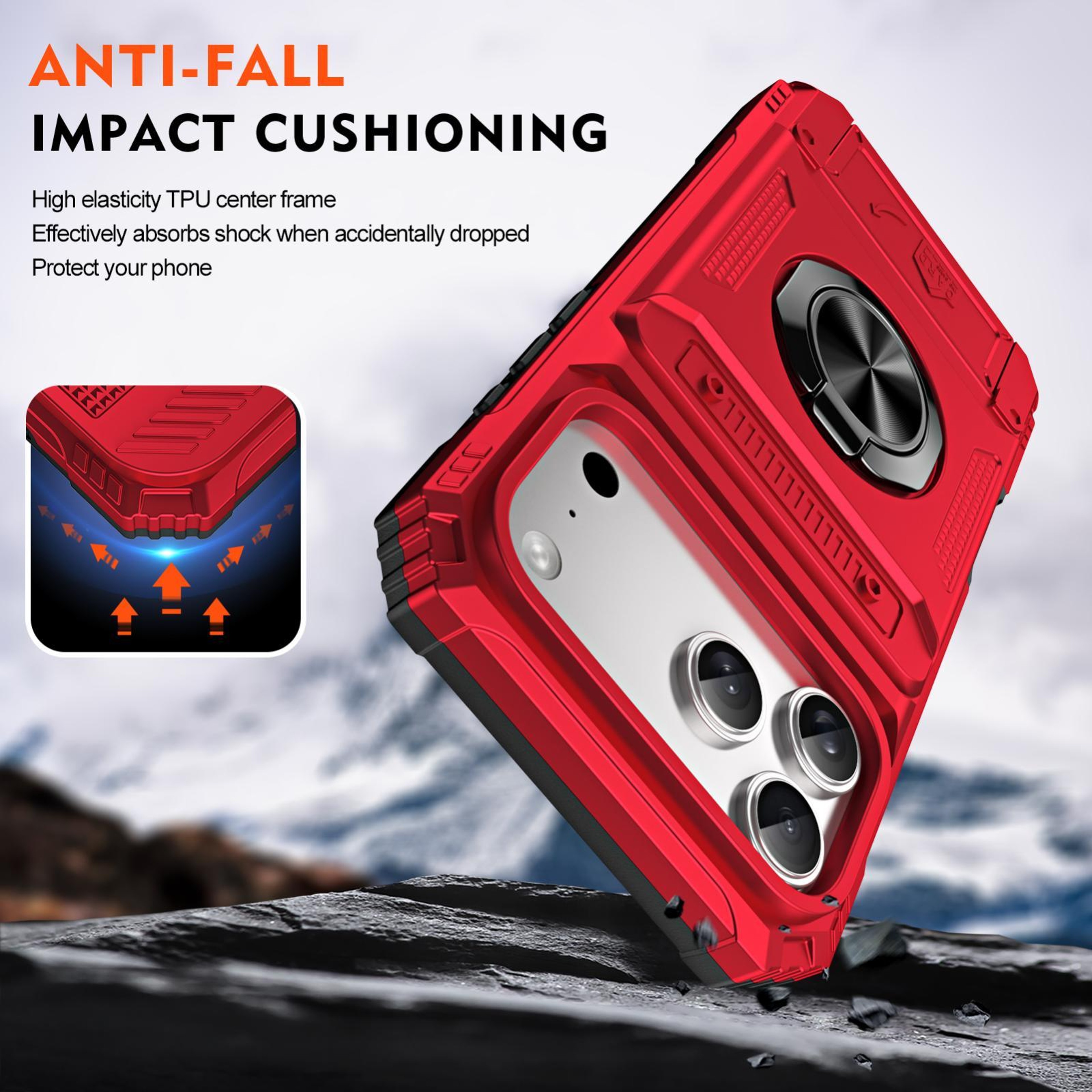 Shockproof TPU And PC Ring Holder Case For IPhone 18 Pro Max 2