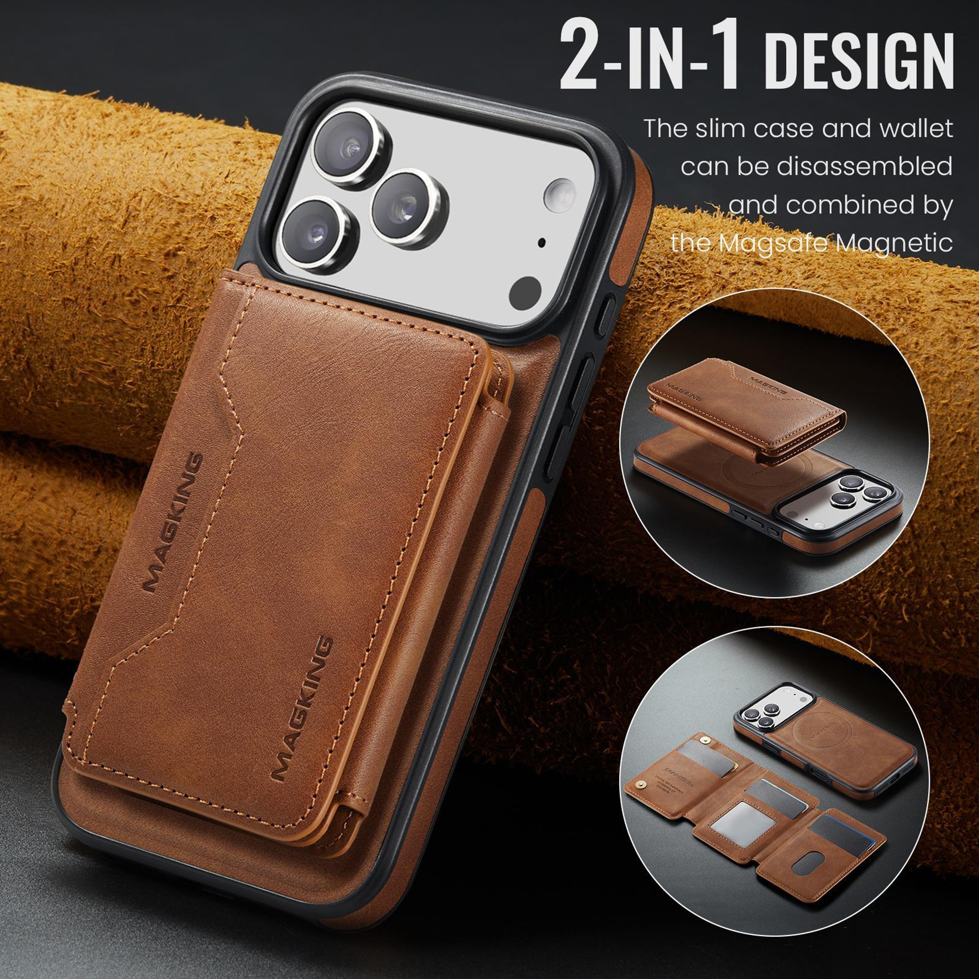 IPhone 18 Pro Max RFID Wallet Case With Detachable Card Holder And Stand 1