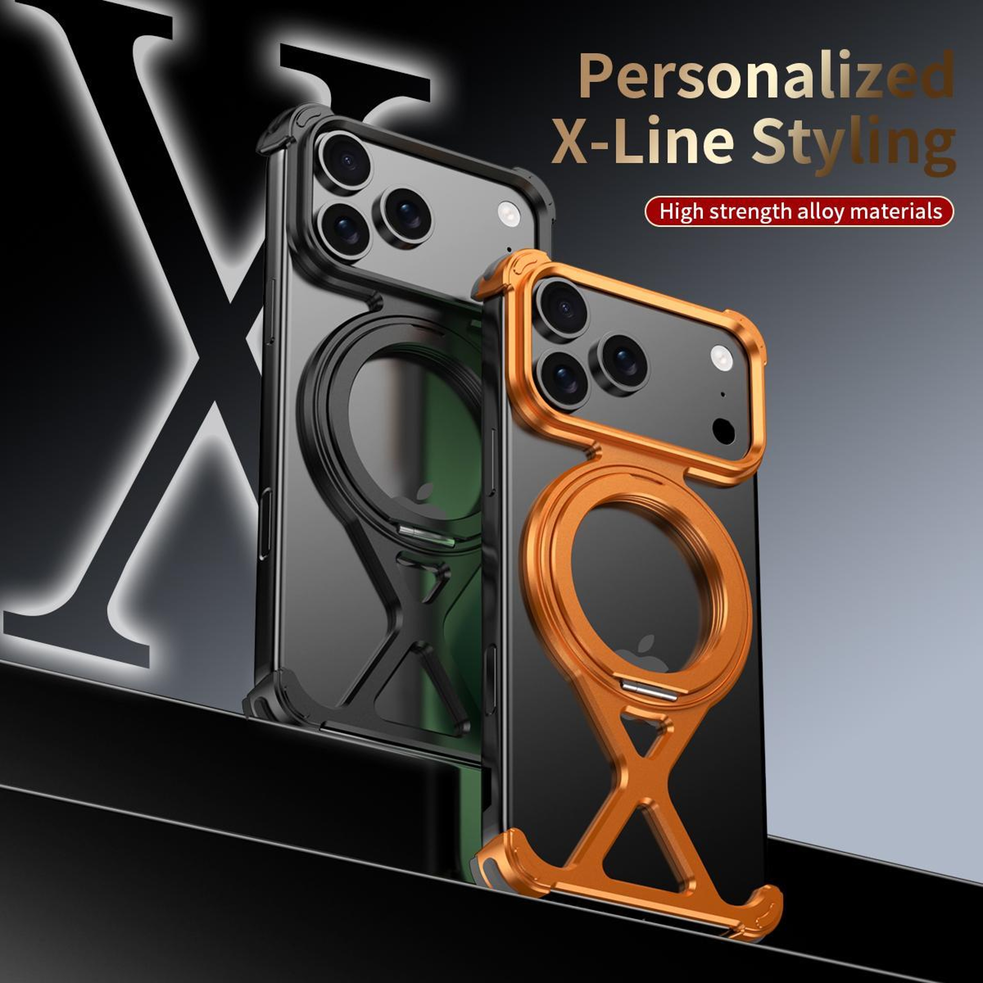 IPhone 18 Pro Borderless Metal Case With 360Degree Ring Stand 1