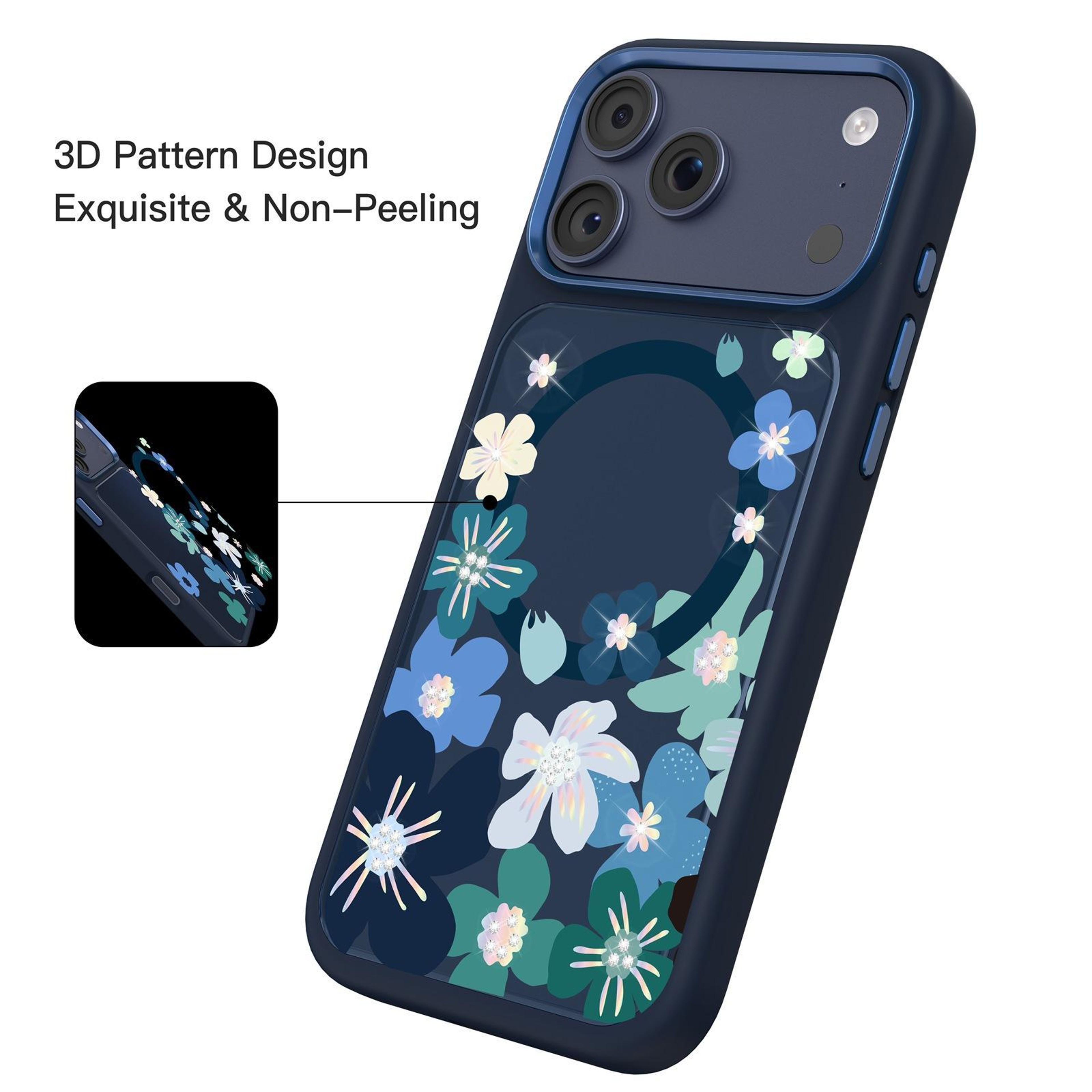 IPhone 18 Pro Magnetic Liquid Silicone Floral Phone Case 3