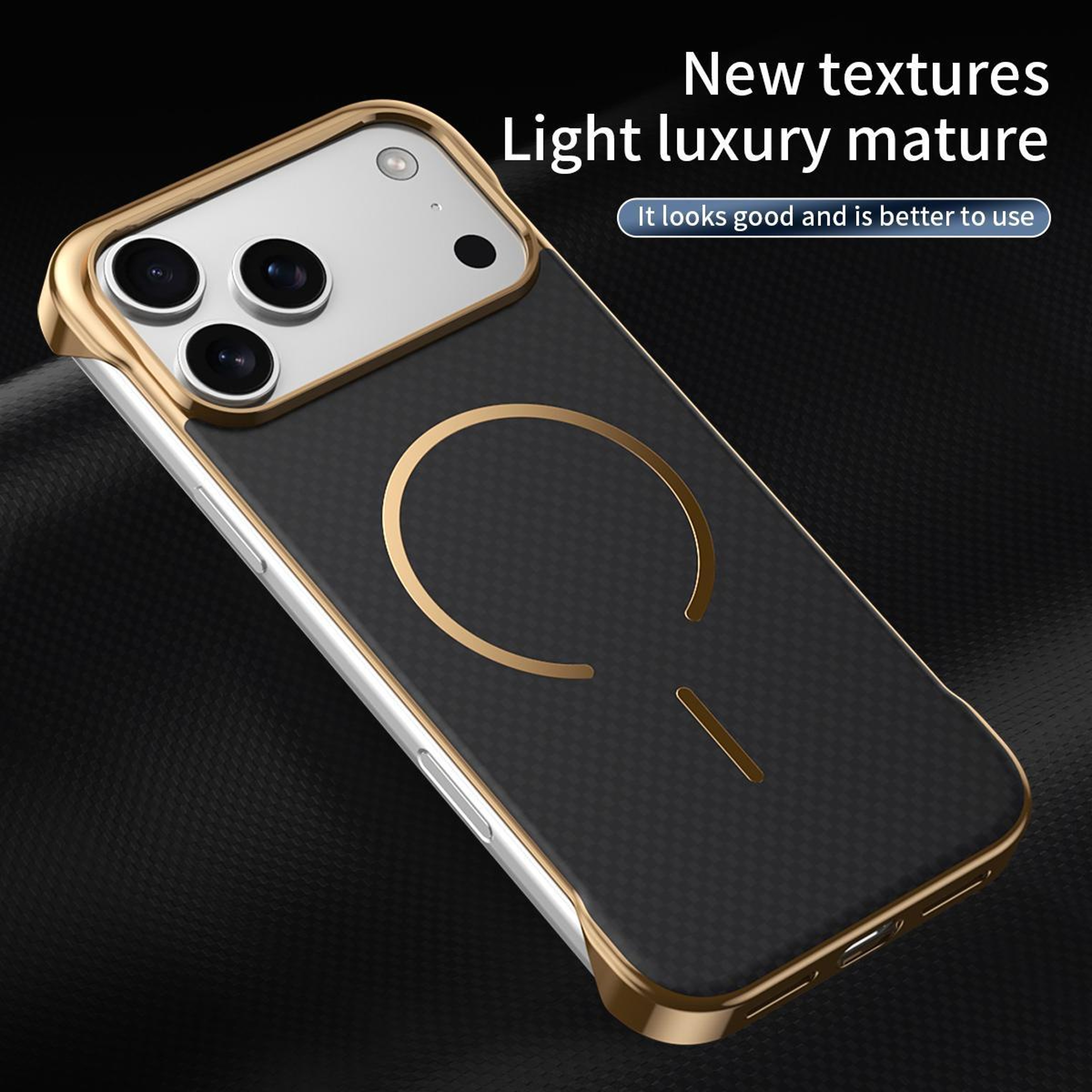 IPhone 18 Pro Borderless Magnetic PC Phone Case With Kevlar Texture 2