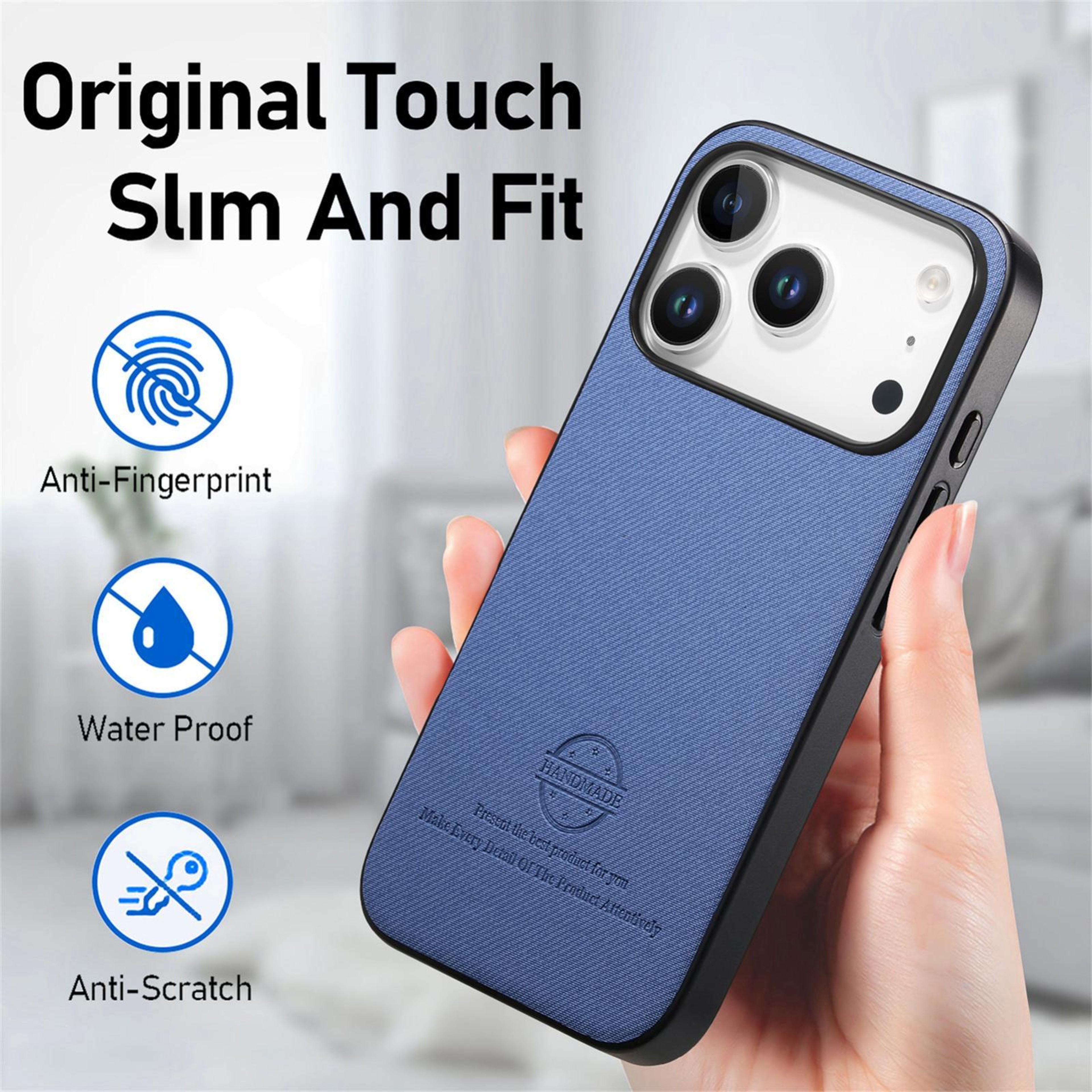 IPhone 18 Pro Max Twill Fabric Leather Protective Phone Case 5
