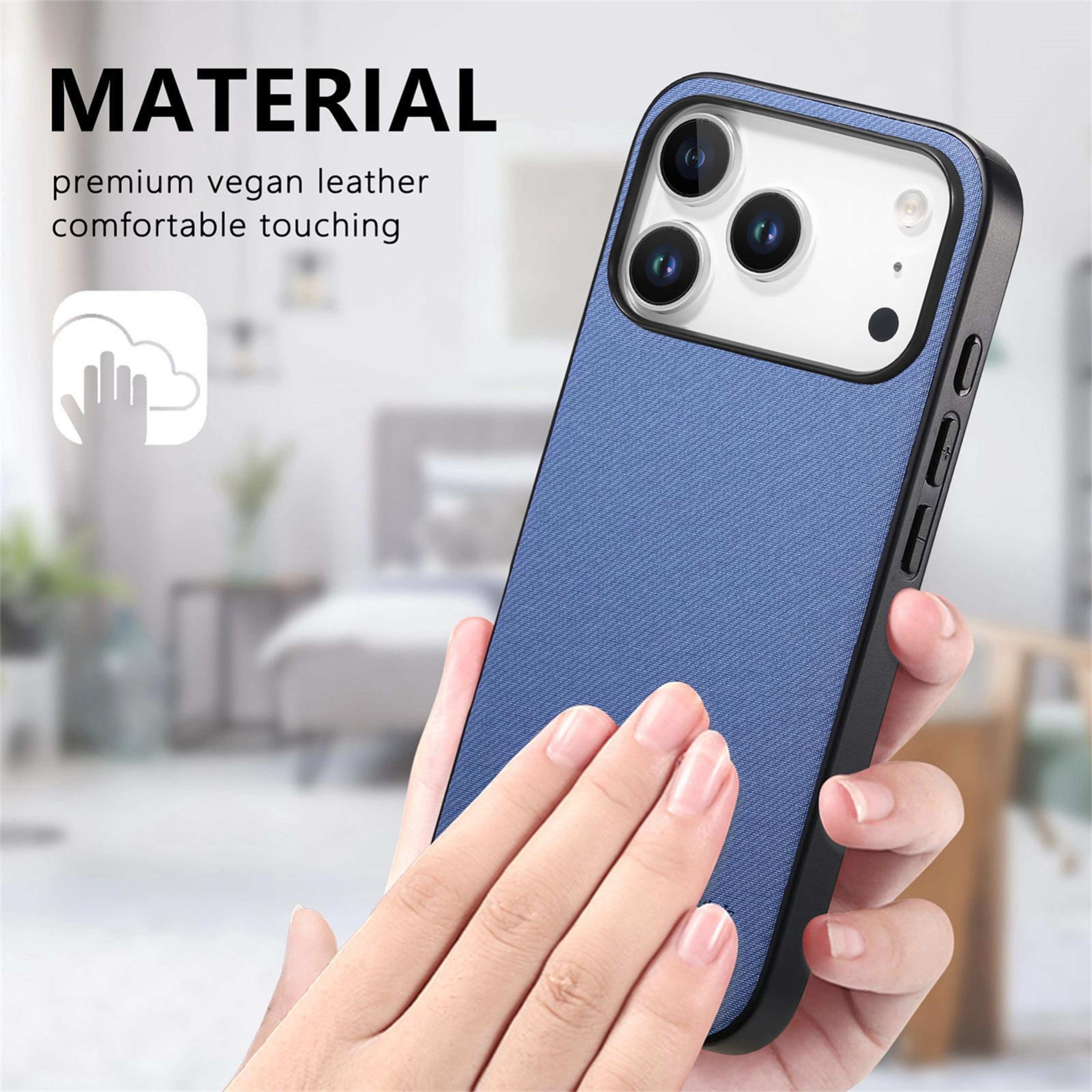 IPhone 18 Pro Max Twill Fabric Leather Protective Phone Case 6
