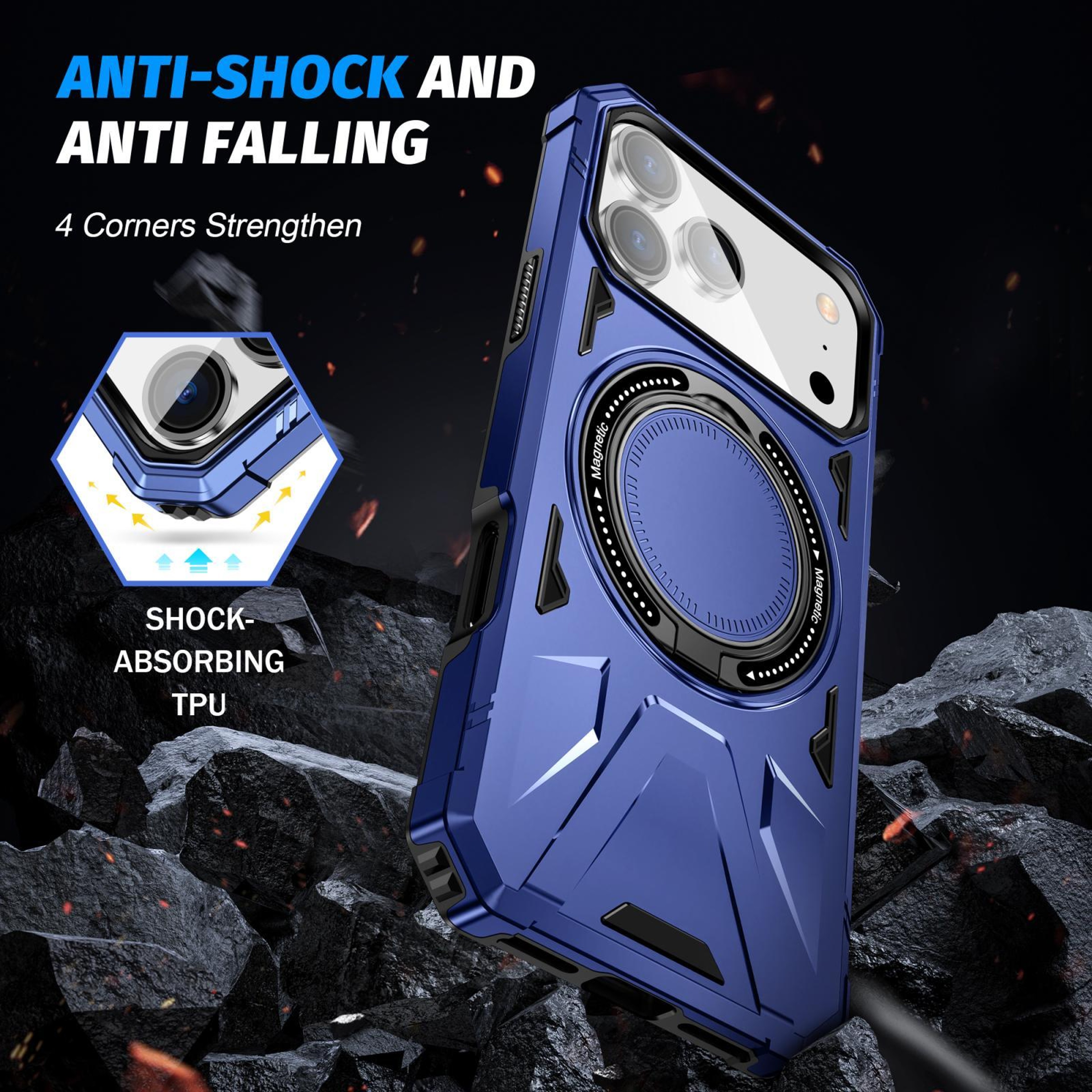 IPhone 18 Pro Magnetic Shockproof Phone Case With Ring Holder 6