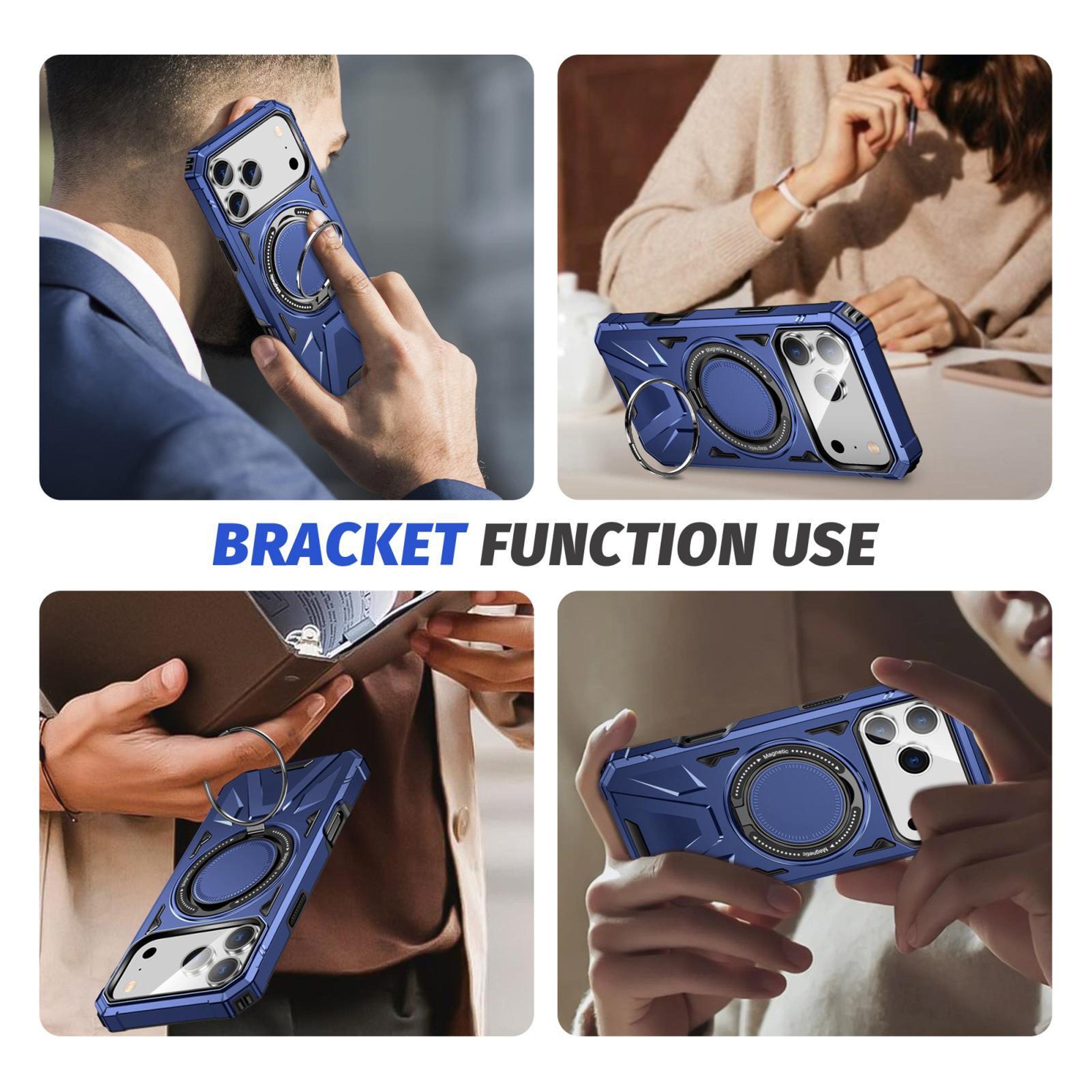 IPhone 18 Pro Magnetic Shockproof Phone Case With Ring Holder 7