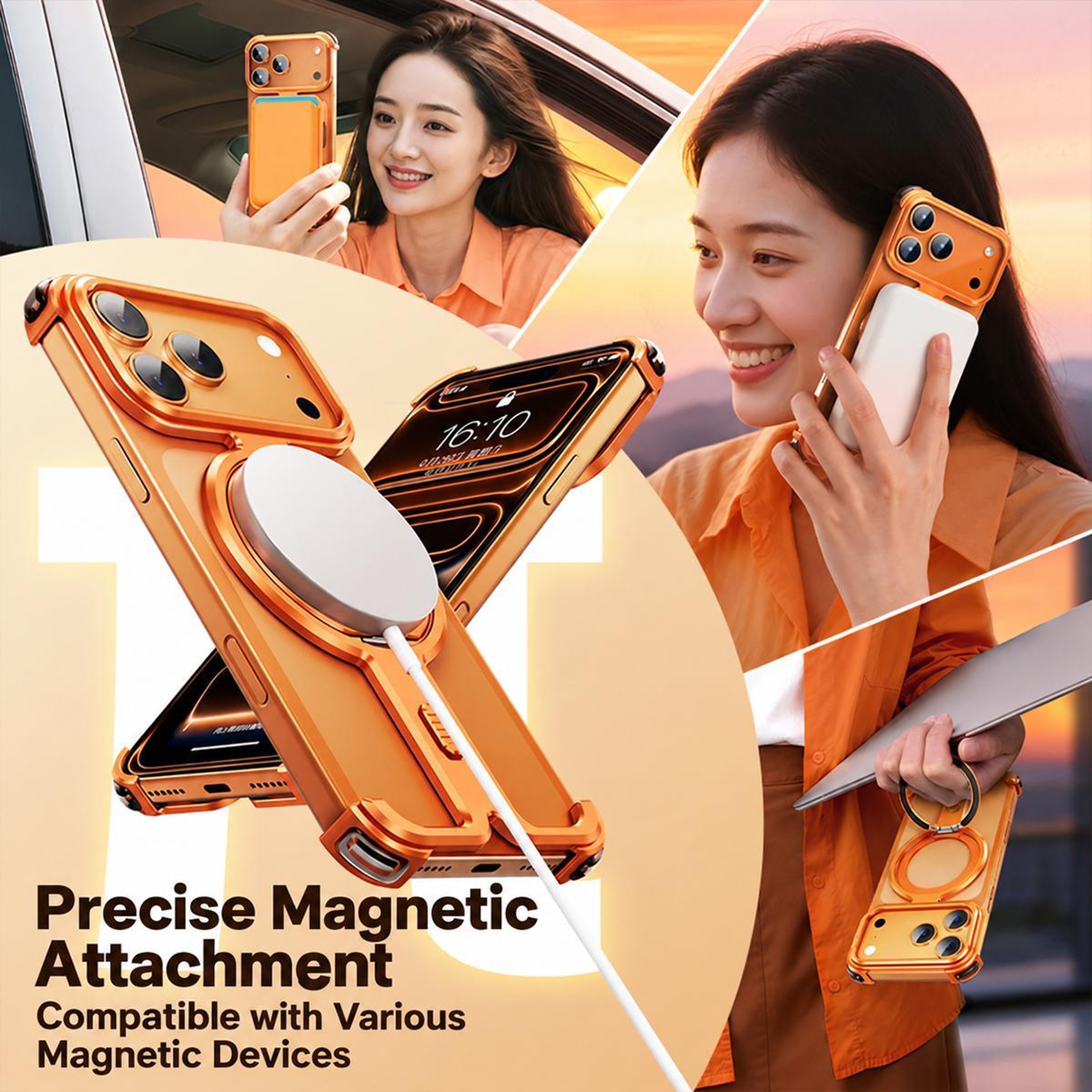 IPhone 18 Pro Magnetic Phone Case With 360 Degree Rotating Holder And Frameless Design 2