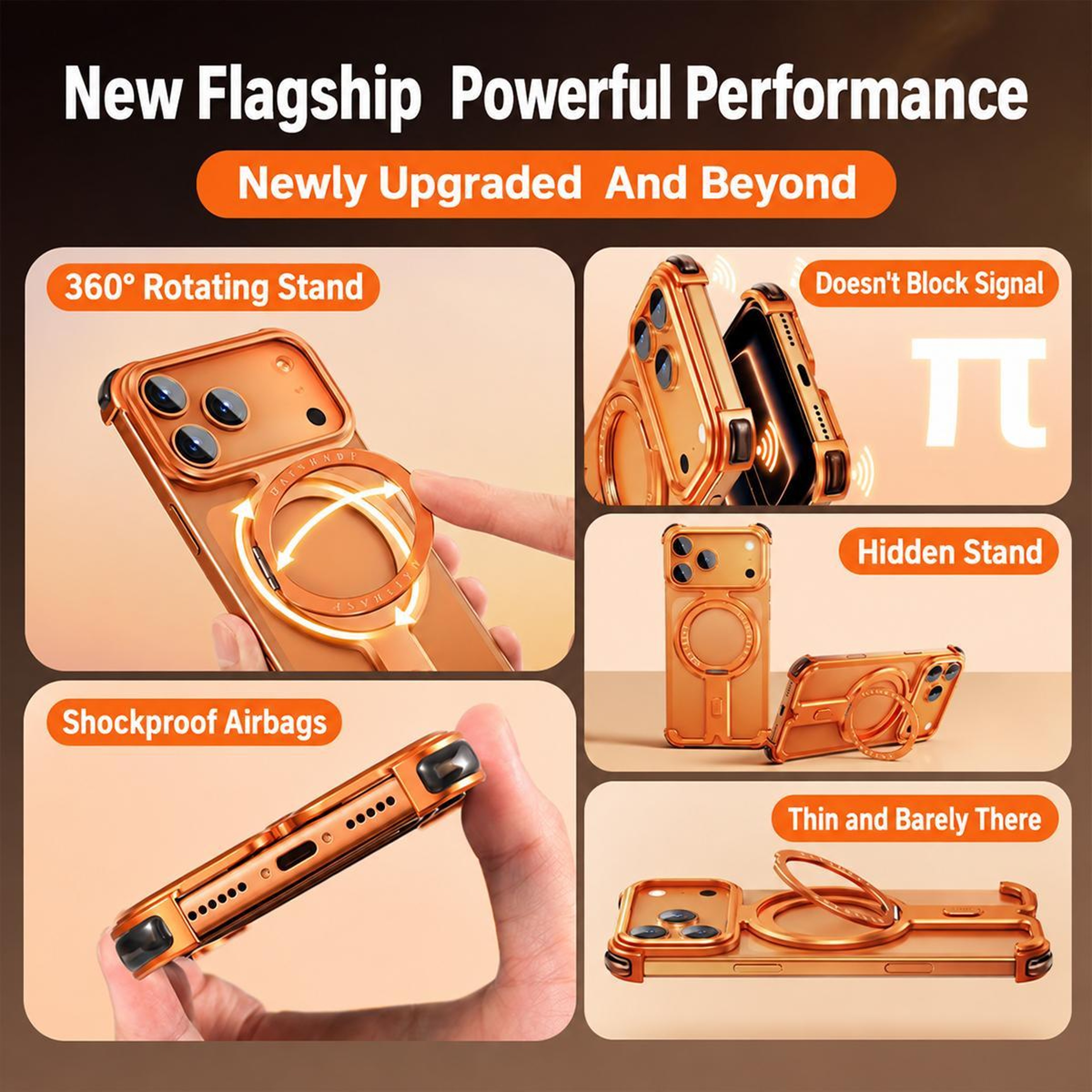 IPhone 18 Pro Magnetic Phone Case With 360 Degree Rotating Holder And Frameless Design 8