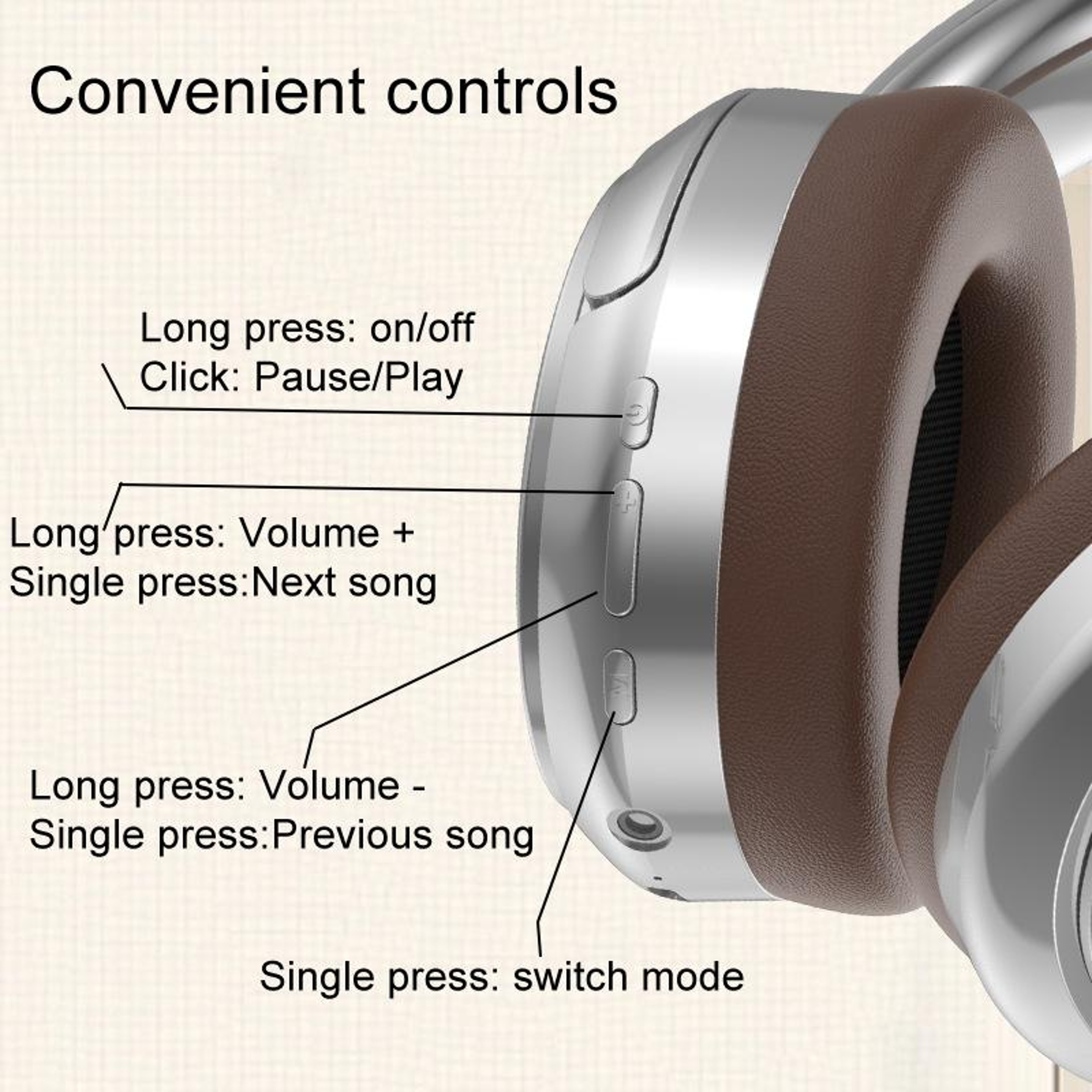 Retro Bluetooth Headphones with Metal Headband and 40mm Drivers – view 6