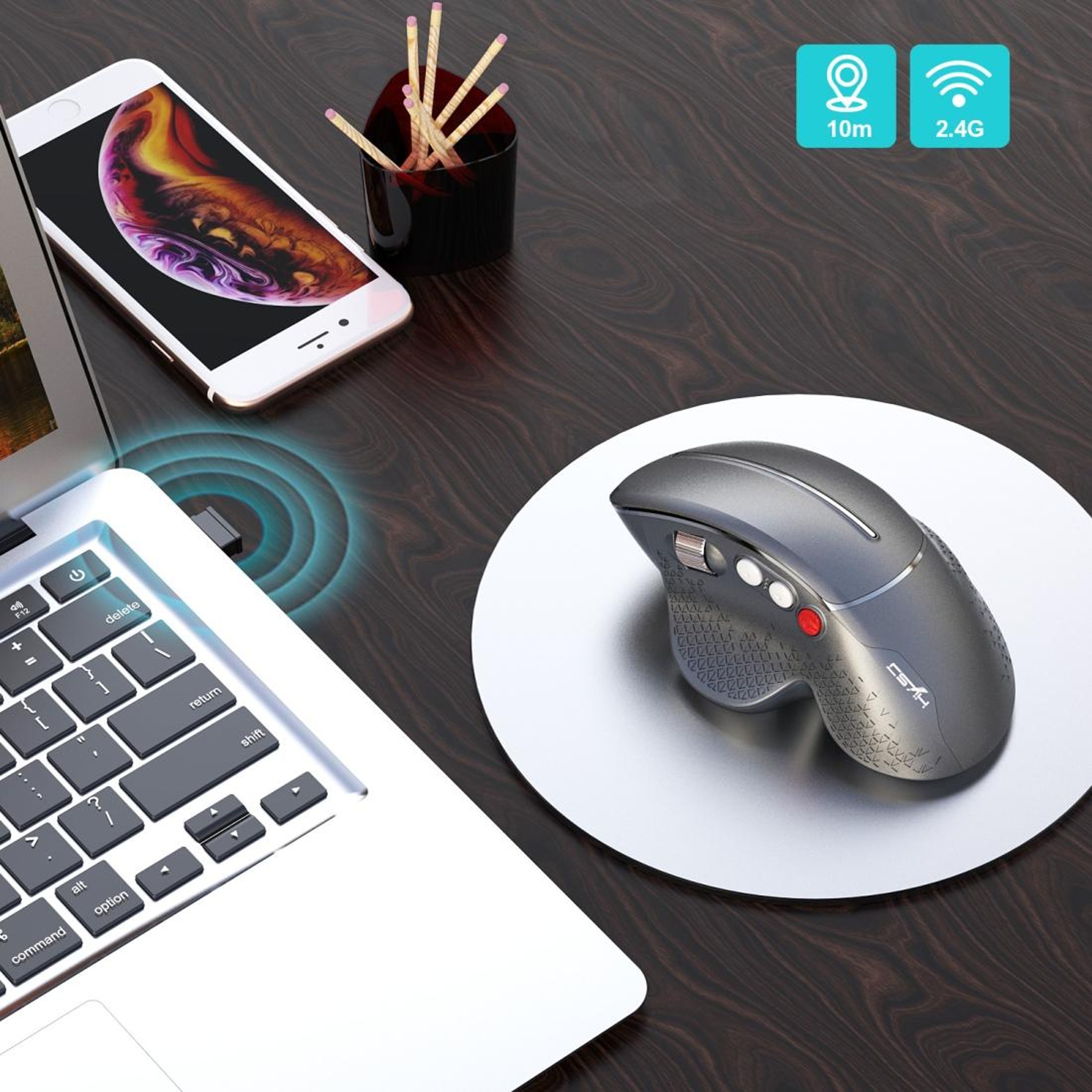 2.4GHz Wireless Vertical Mouse with 4-Level Adjustable DPI – view 9