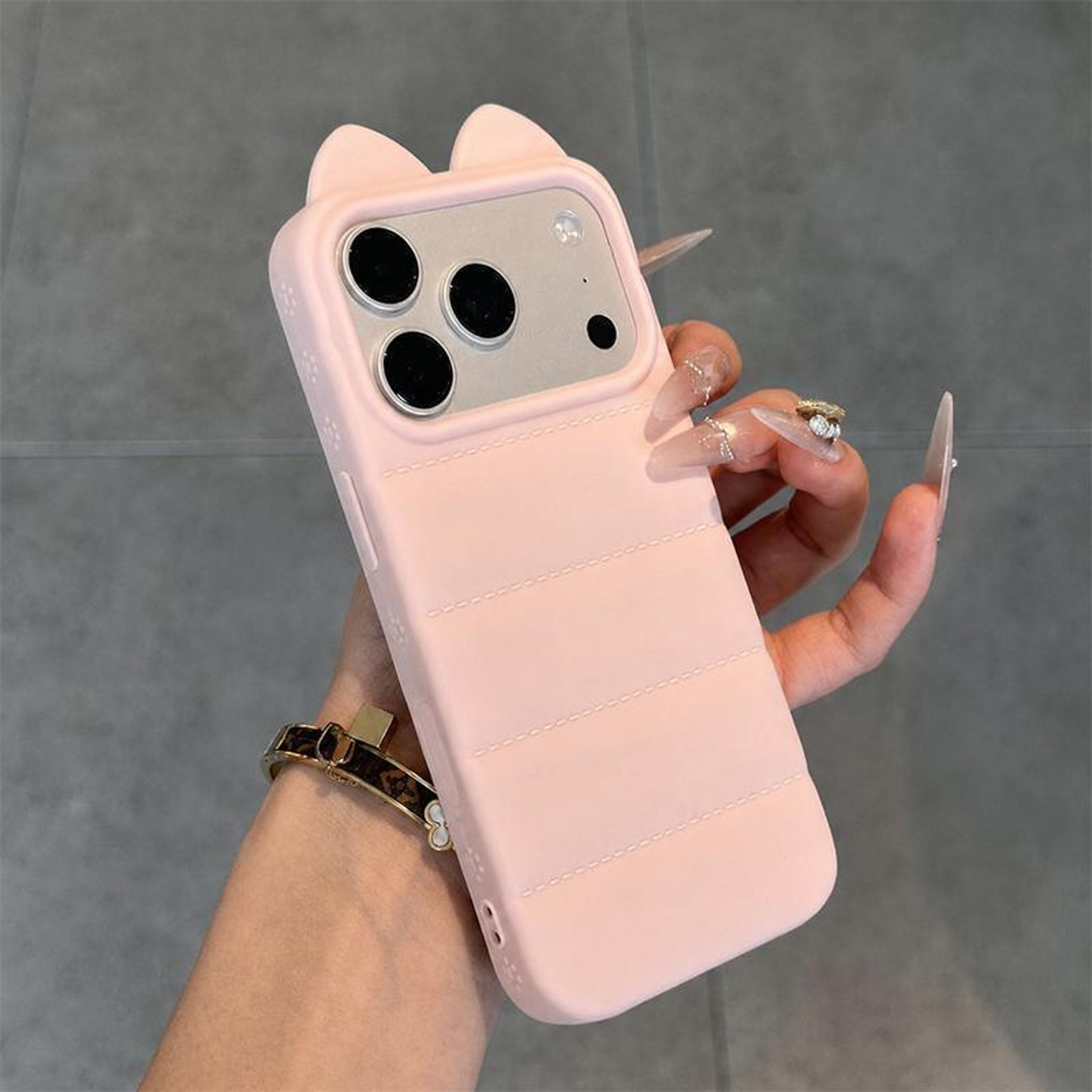 Cute 3D Cat Ear Silicone Case For IPhone 18 Pro With Shockproof Corner Protection 0