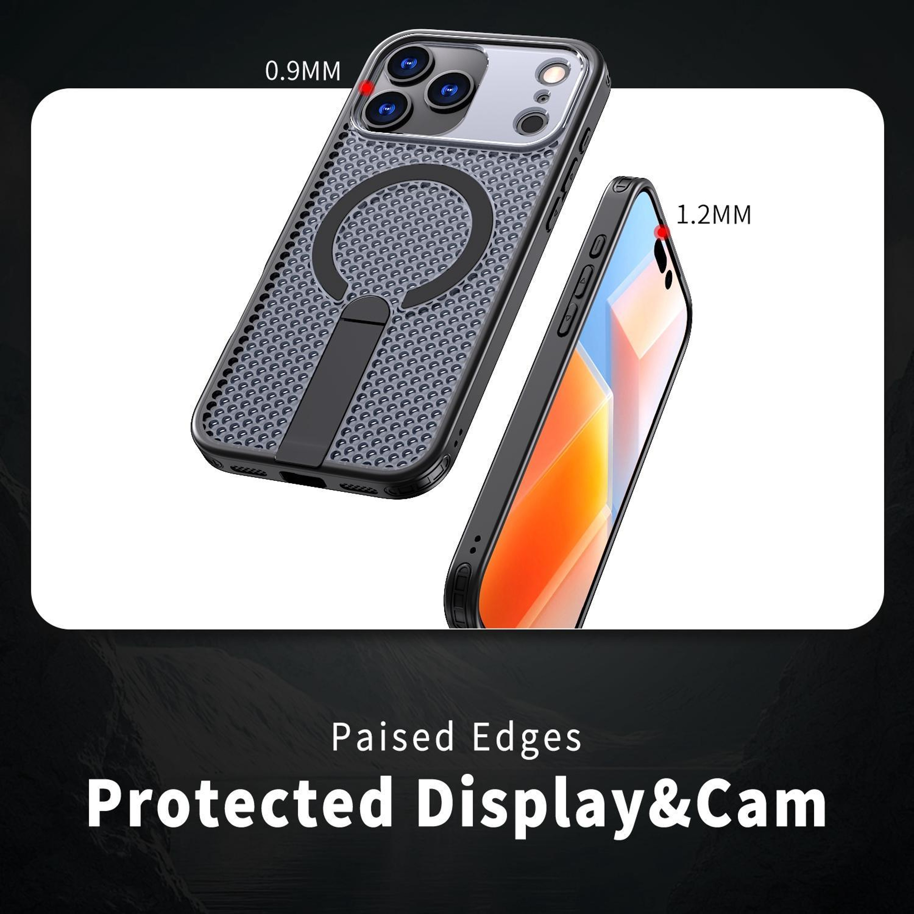 IPhone 18 Pro Max Magnetic Wireless Charging Kickstand Case With PC And TPU Protection 3
