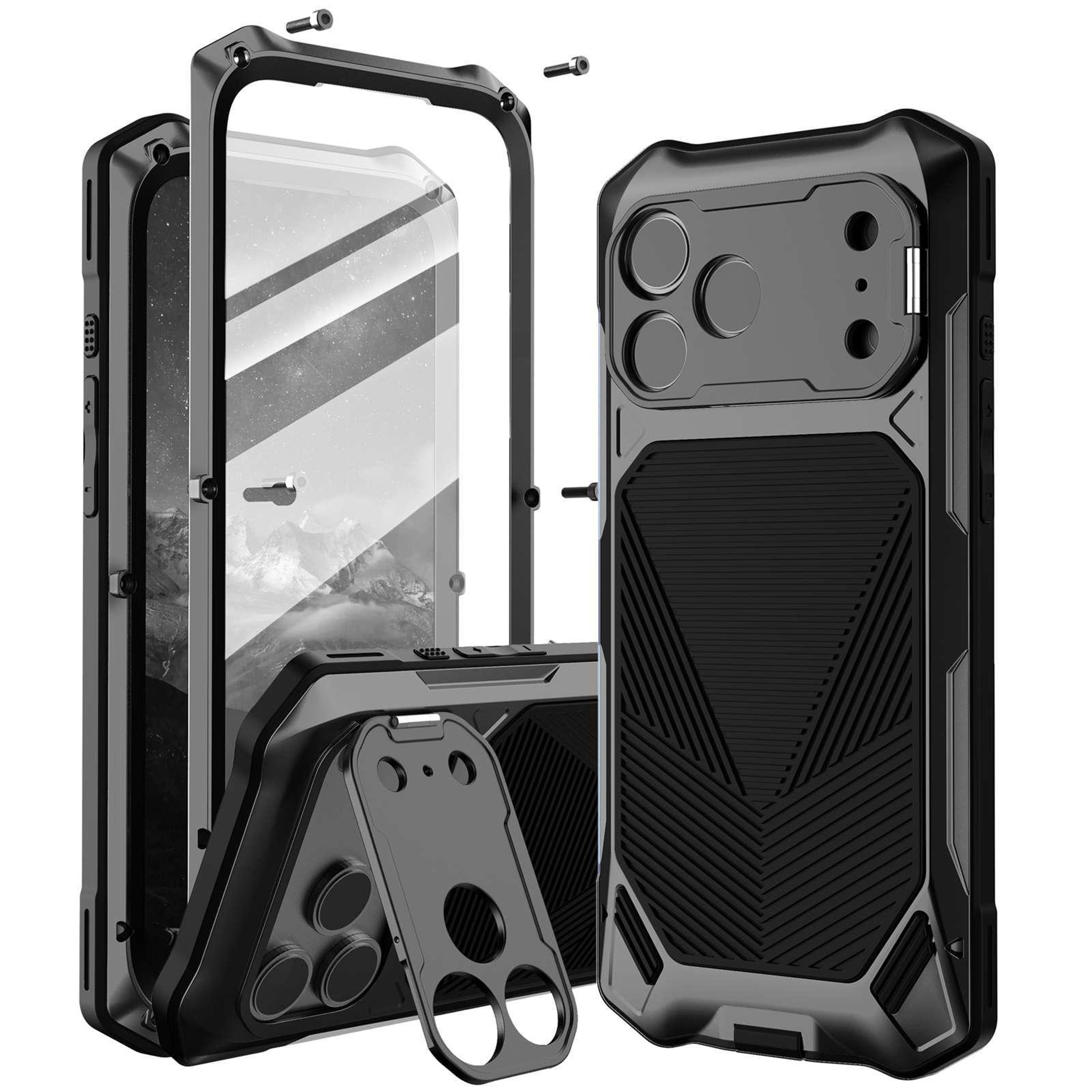 IPhone 18 Pro Max Metal Protective Case With Magnetic Charging And Foldable Stand 0
