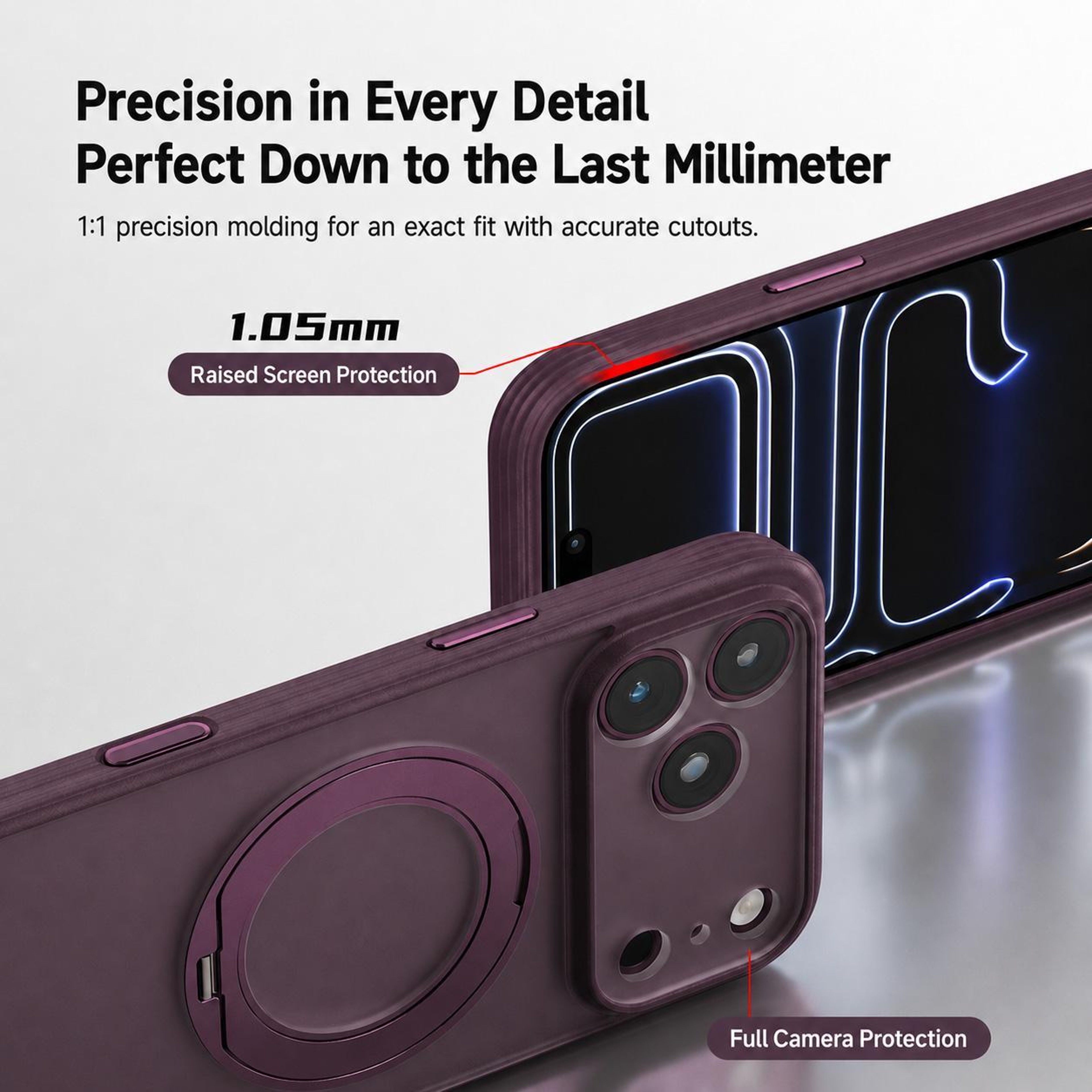 18 Pro Max Magnetic Shockproof Phone Case With Rotating Ring Stand 2
