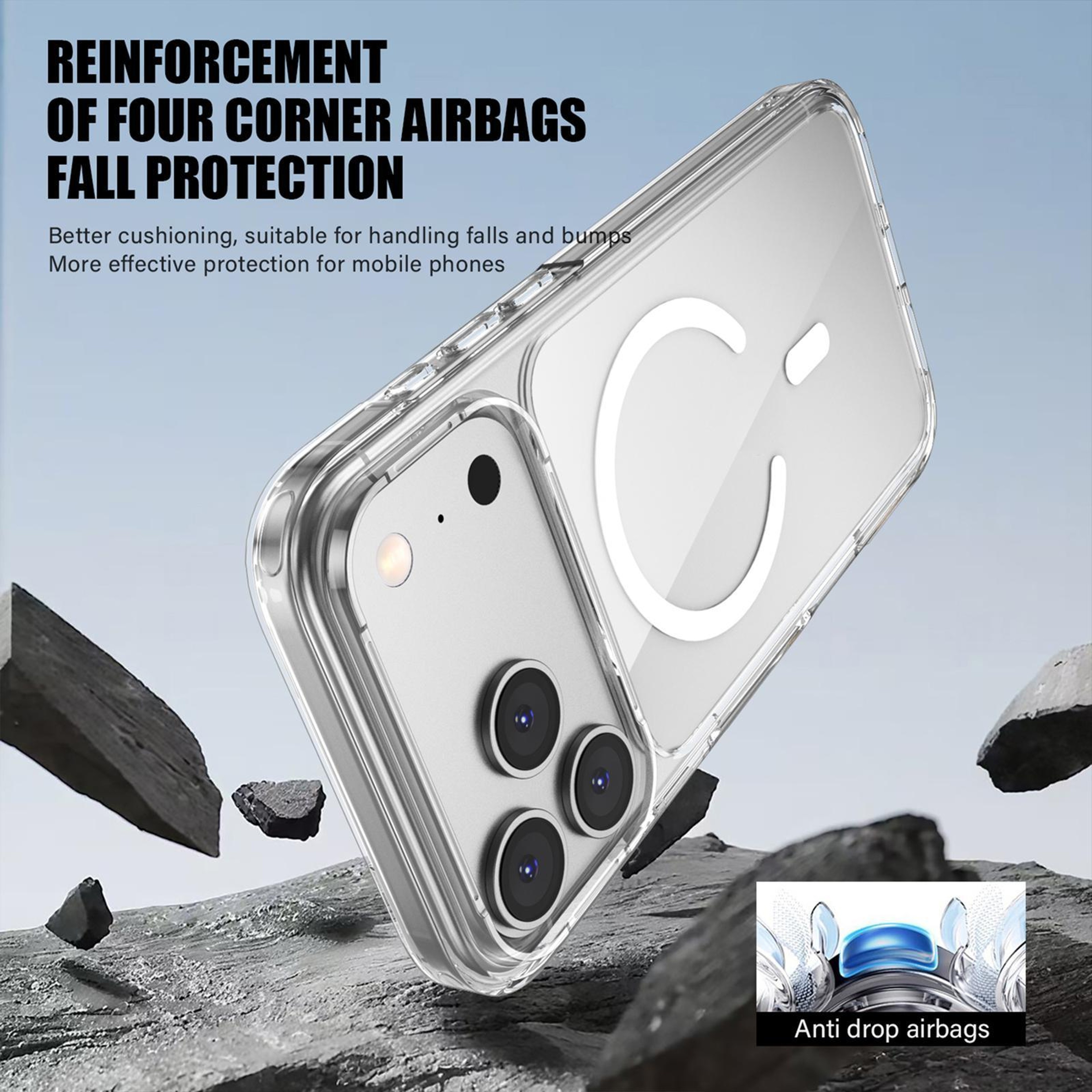 iPhone 18 Pro Clear Magnetic Case with Anti-Yellowing PC Back and TPU Bumper – view 8