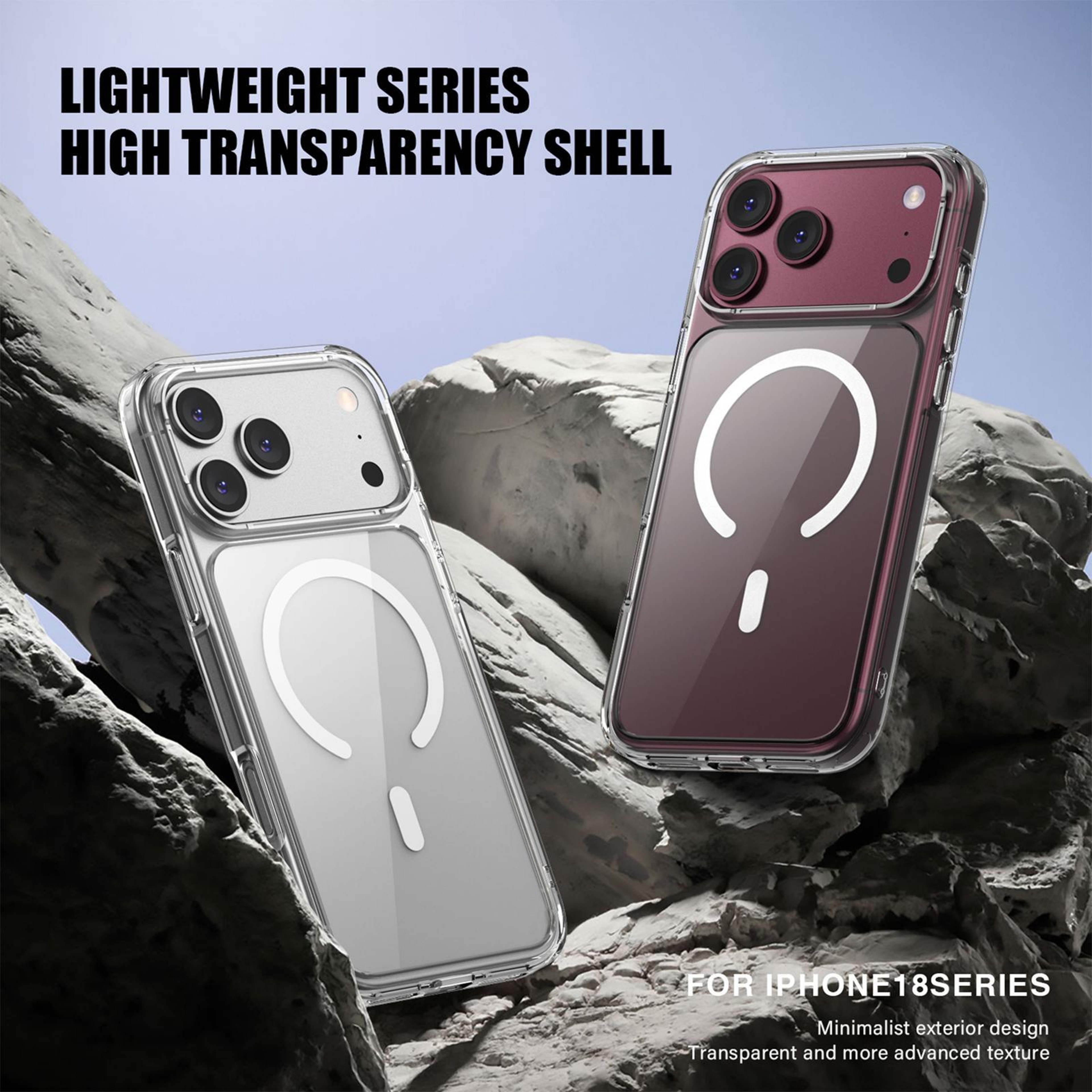 Clear Magnetic Case for iPhone 18 Pro Max with Shock-Absorbing TPU Edges and PC Back – view 2