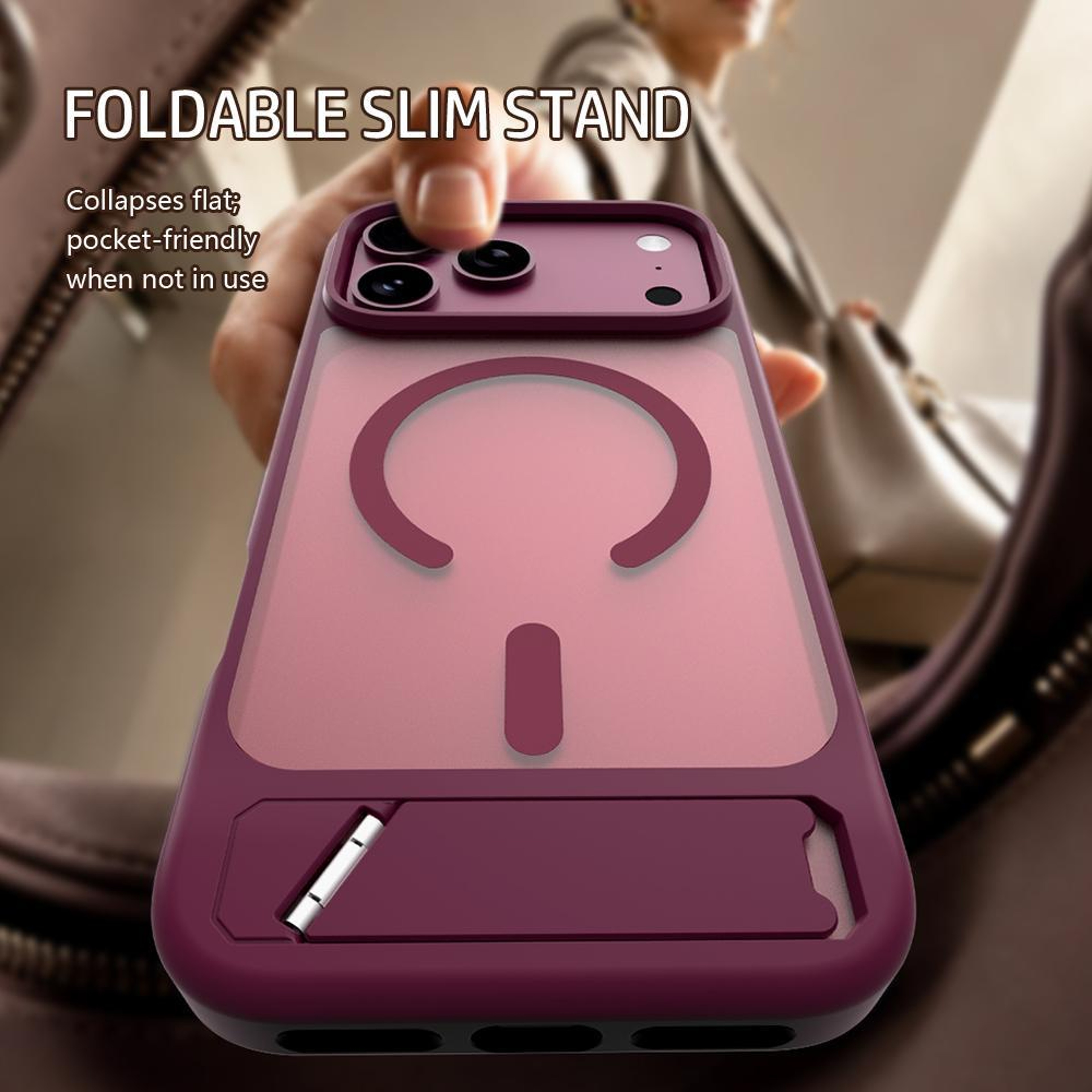 IPhone 18 Pro Max Magnetic Phone Case With Hidden Adjustable Kickstand And Drop Protection 12
