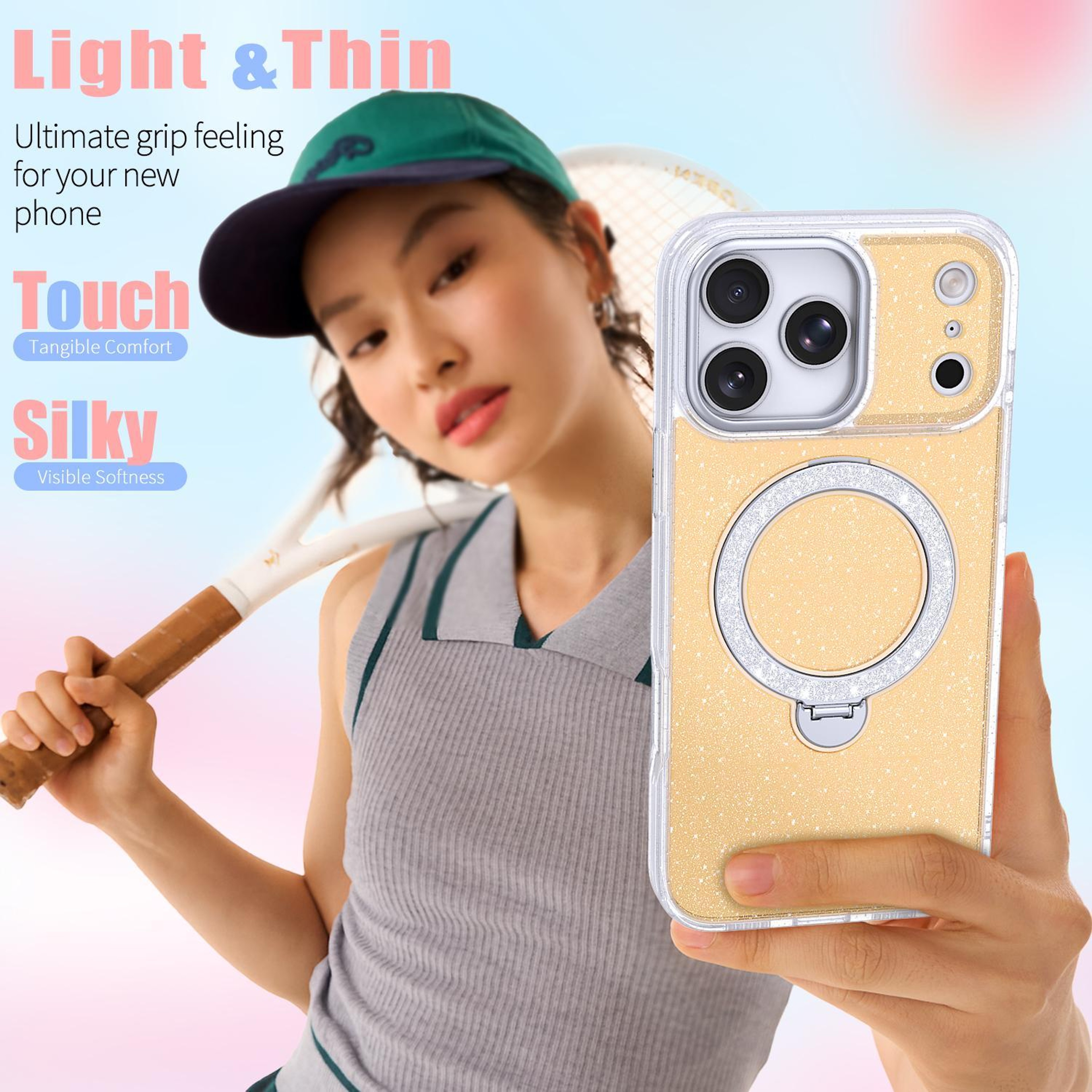 IPhone 18 Pro Max Starry Glitter Magnetic Case With 360 Rotating Stand 4
