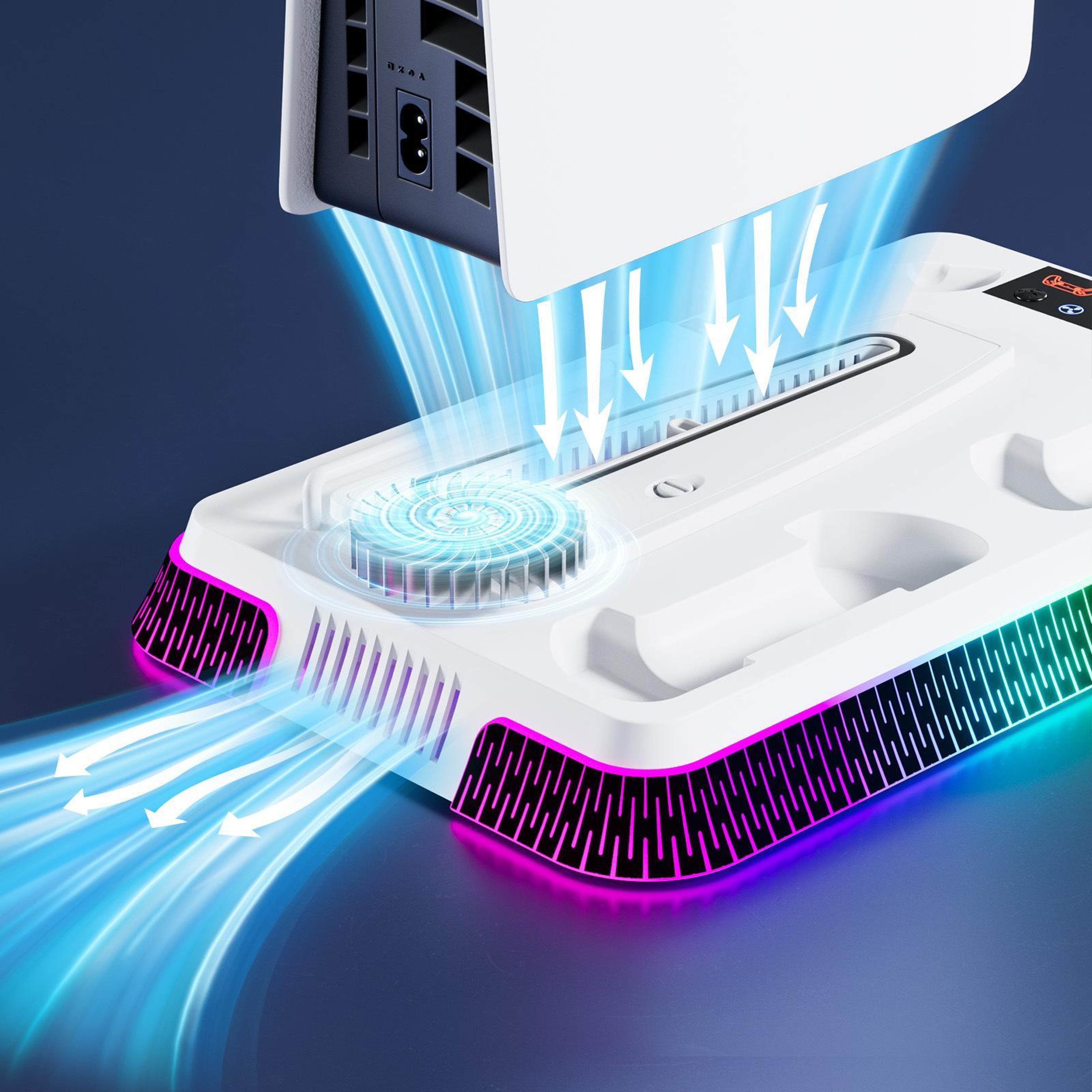 PS5 Slim & PS5 Cooling Stand with Dual Controller Charging Dock and Colorful Lights – view 7