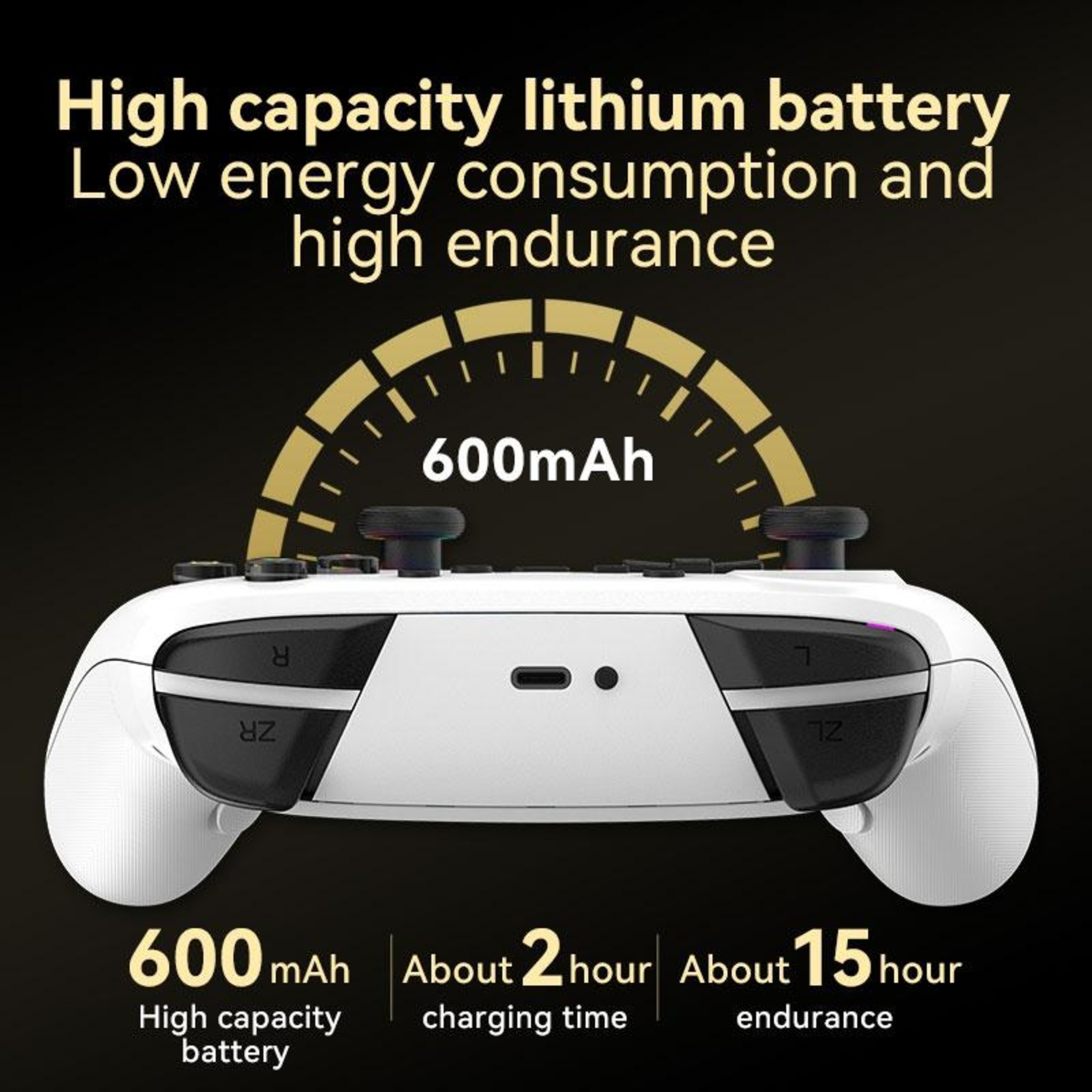 Wireless Bluetooth Game Controller with 6-Axis Motion Control and Vibration - White – view 10