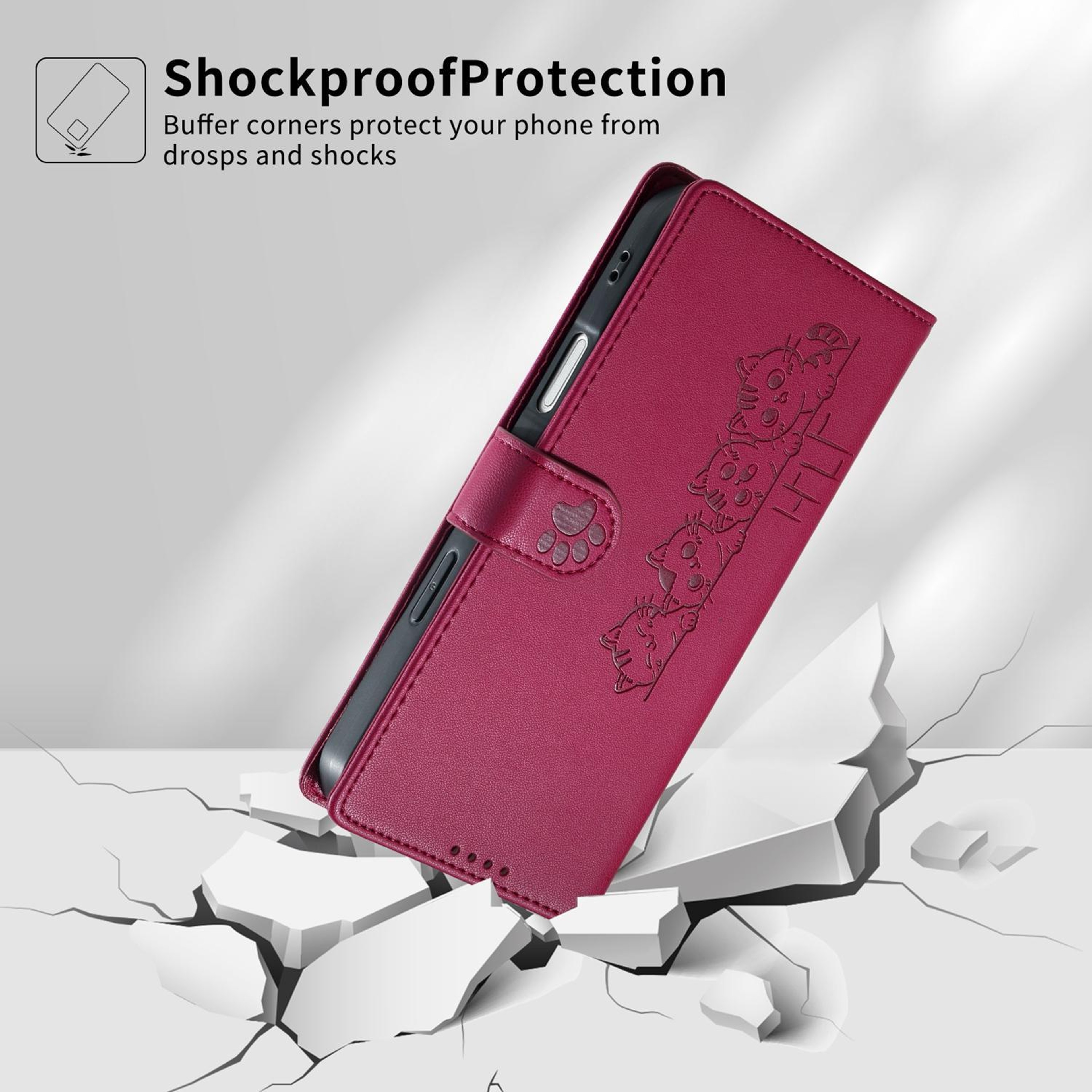 Cute Cats Vegan Leather Wallet Phone Case For IPhone 18 Pro Max With Magnetic Closure And Hand Stra 5