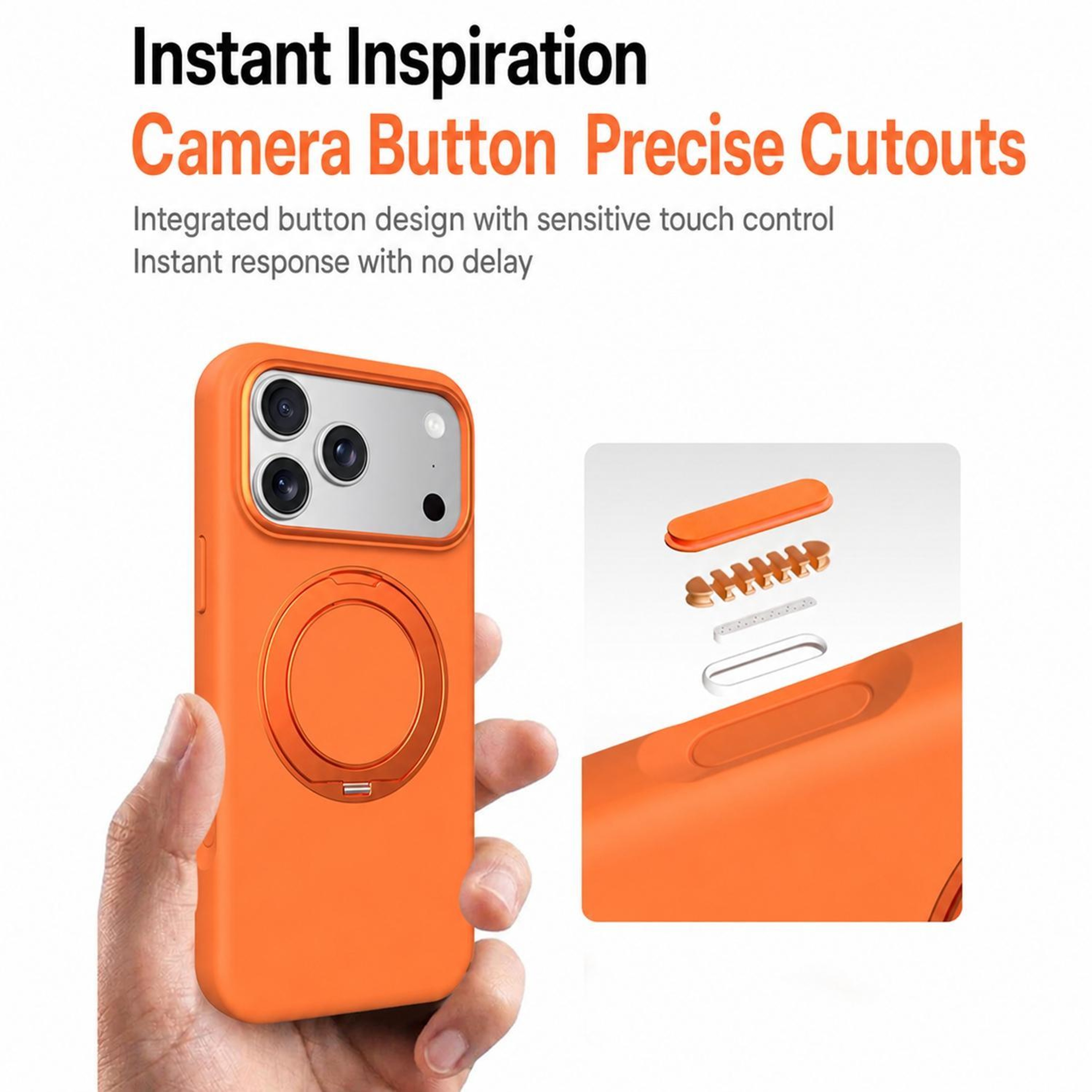 Liquid Silicone Magnetic Phone Case With Rotating Stand For IPhone 18 Pro 3