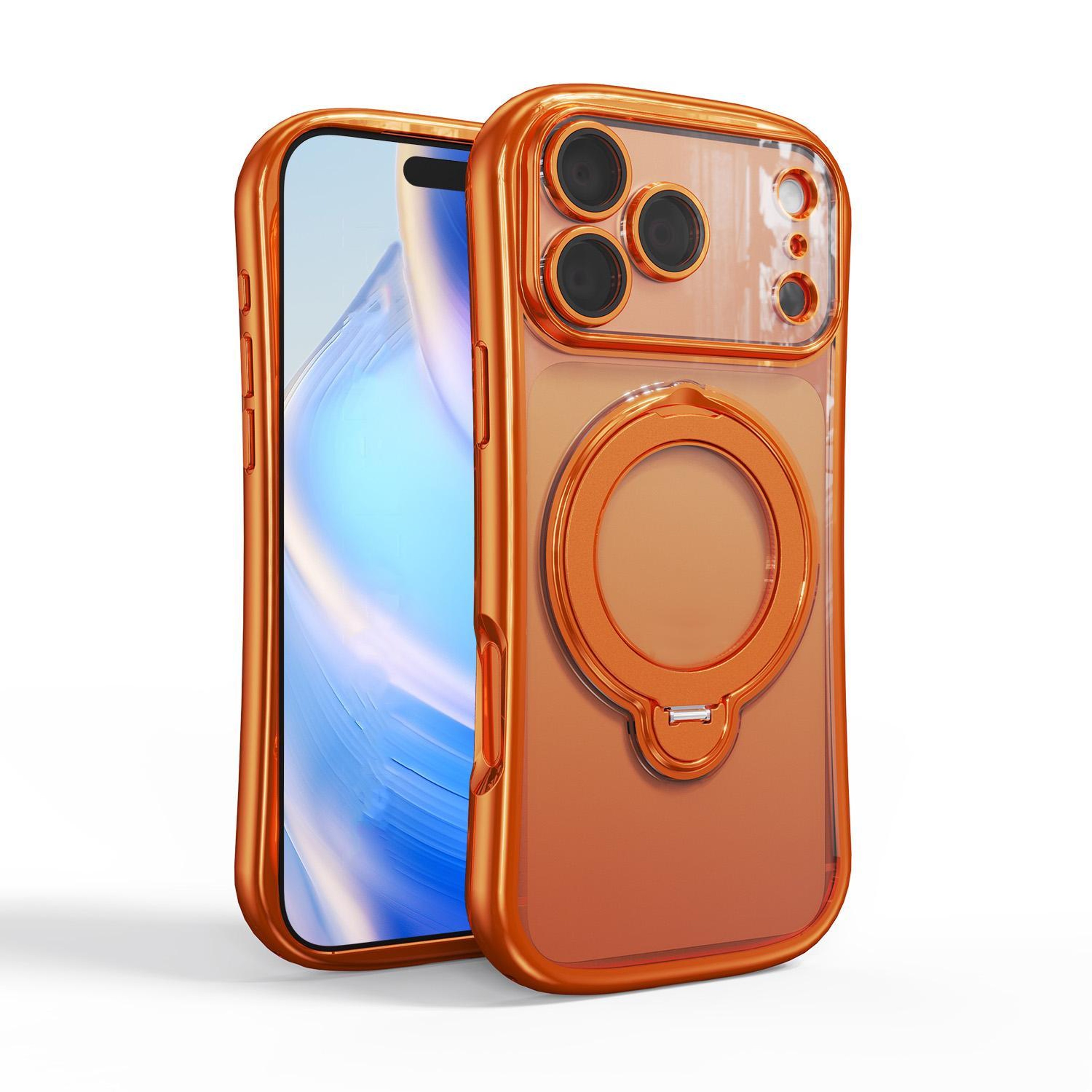 IPhone 18 Pro Max Magnetic Electroplated Case With 360 Degree Rotating Ring 0
