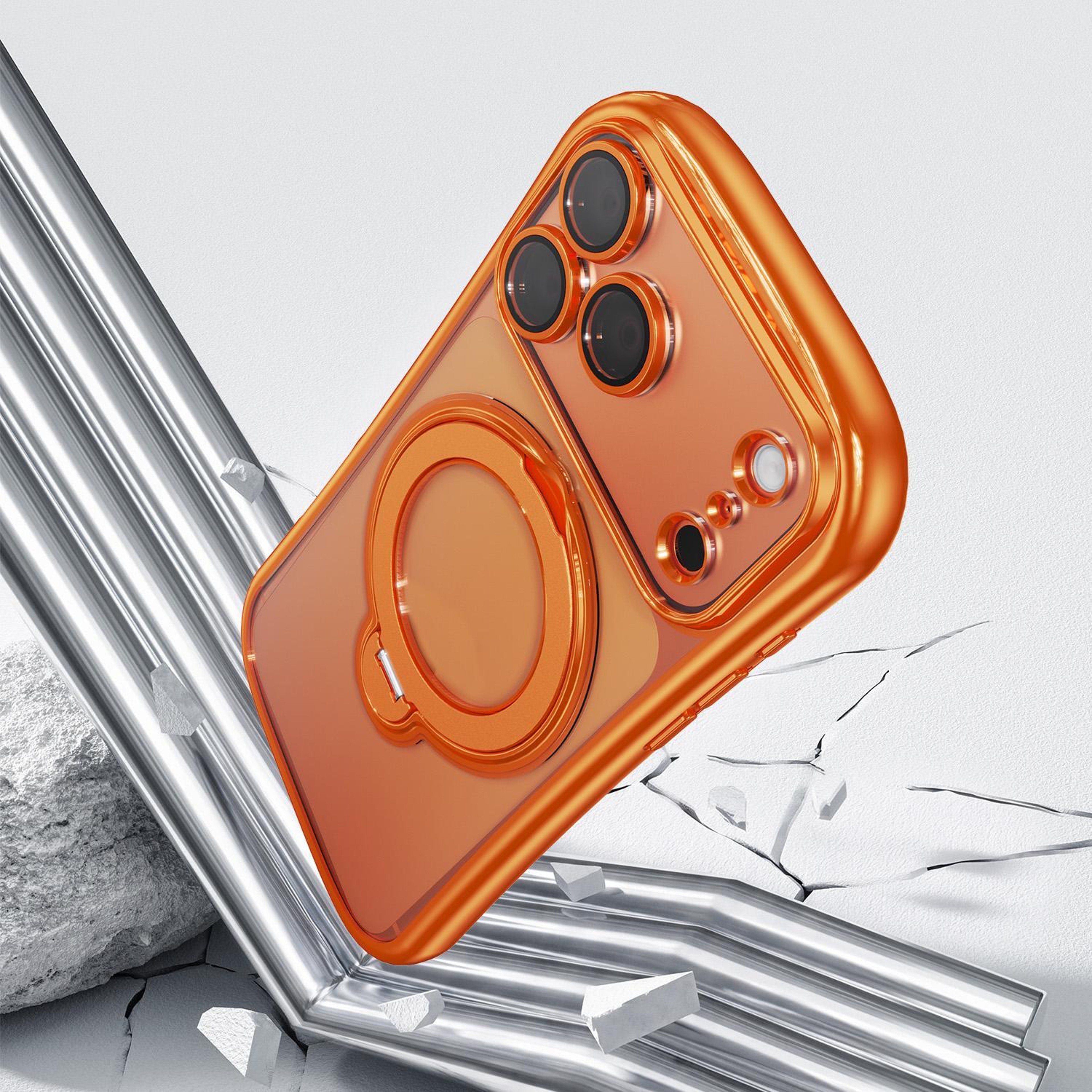 IPhone 18 Pro Max Magnetic Electroplated Case With 360 Degree Rotating Ring 2