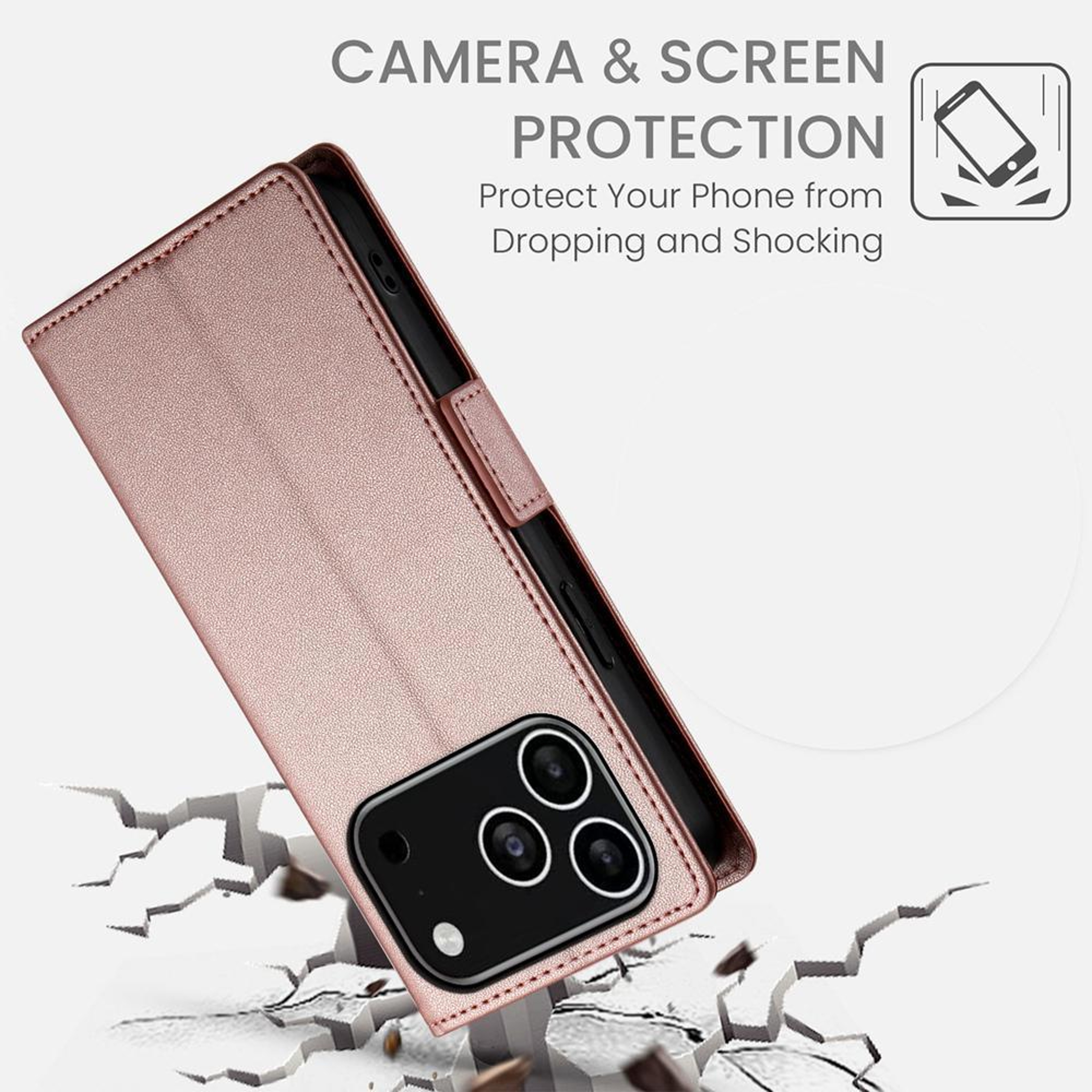 Frosted Leather Flip Phone Case With Card Holder And Strap For IPhone 18 Pro 6