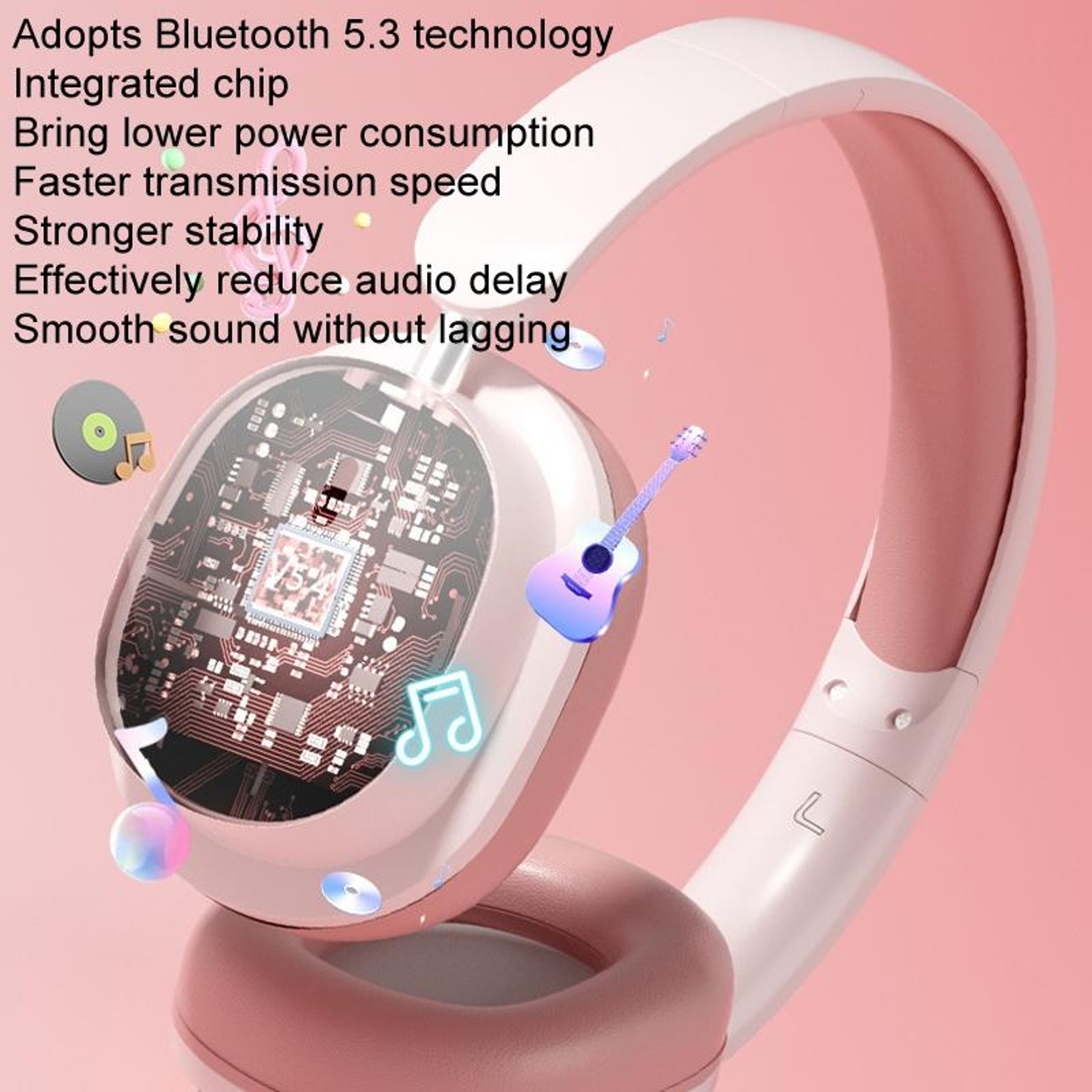 Wireless Over Ear Noise Reduction Gaming Headset with Bluetooth and Type-C Charging – view 10