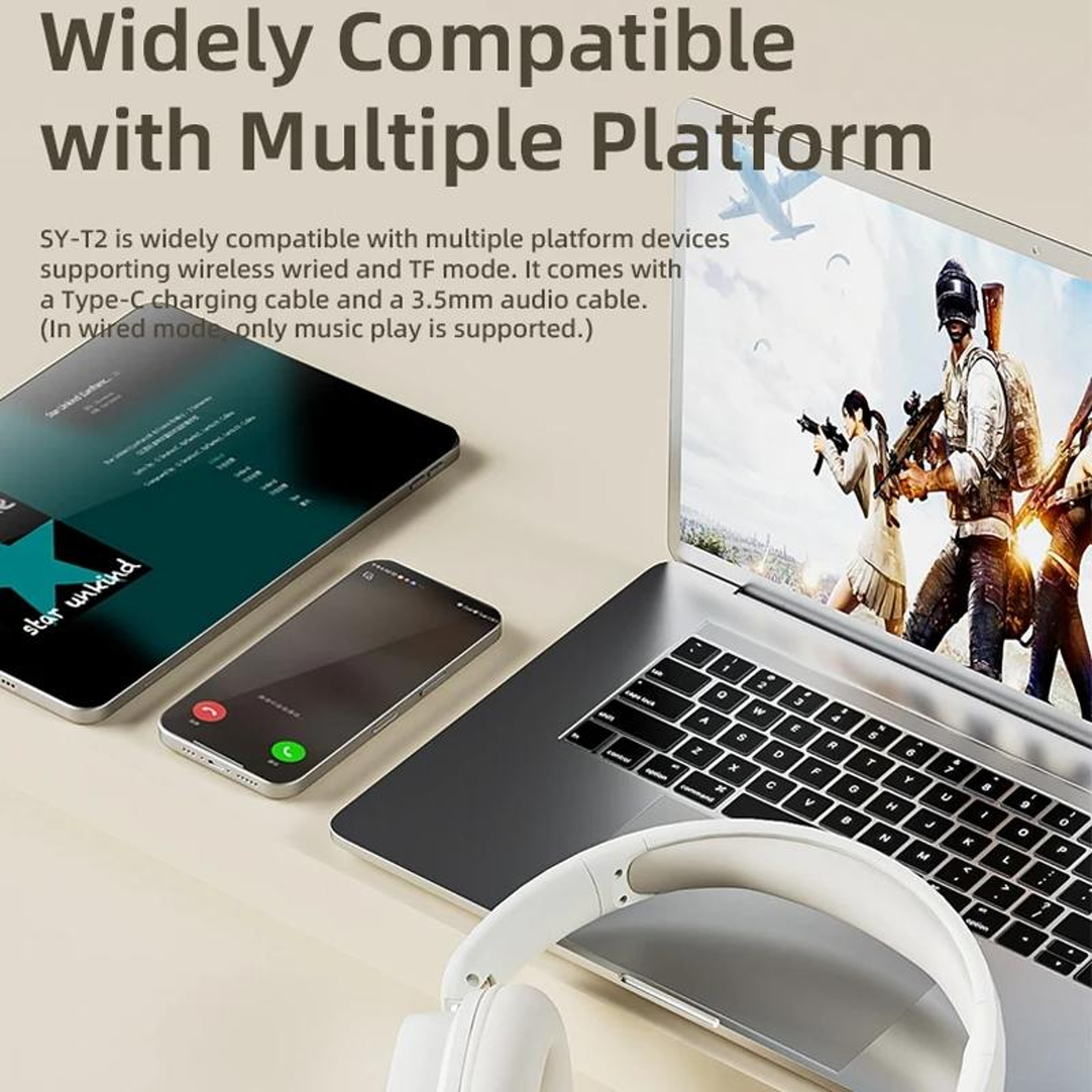 Wireless Over Ear Noise Reduction Gaming Headset with Bluetooth and Type-C Charging – view 4
