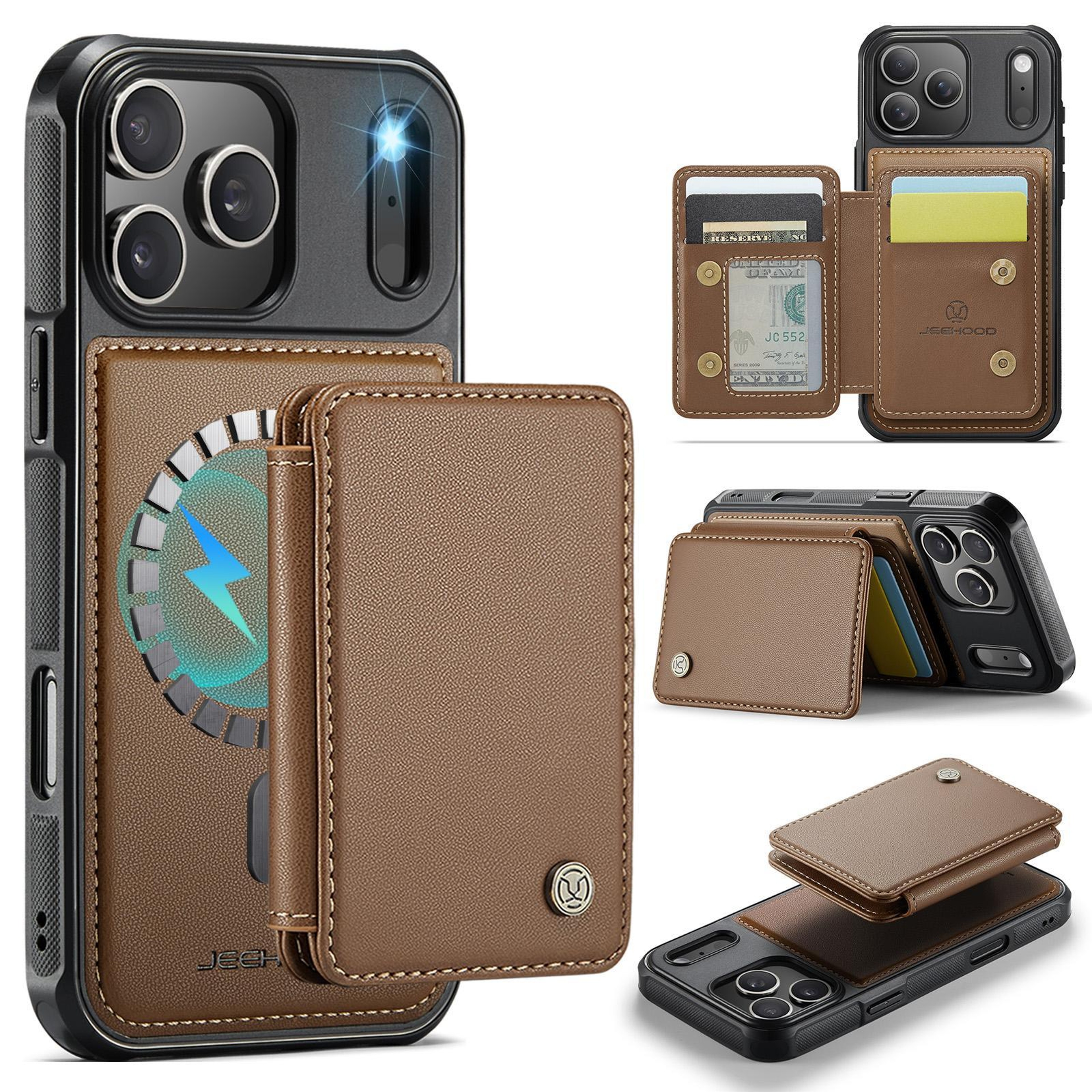 IPhone 18 Pro Magnetic Business Style Phone Case With RFID Blocking Card Holder 0