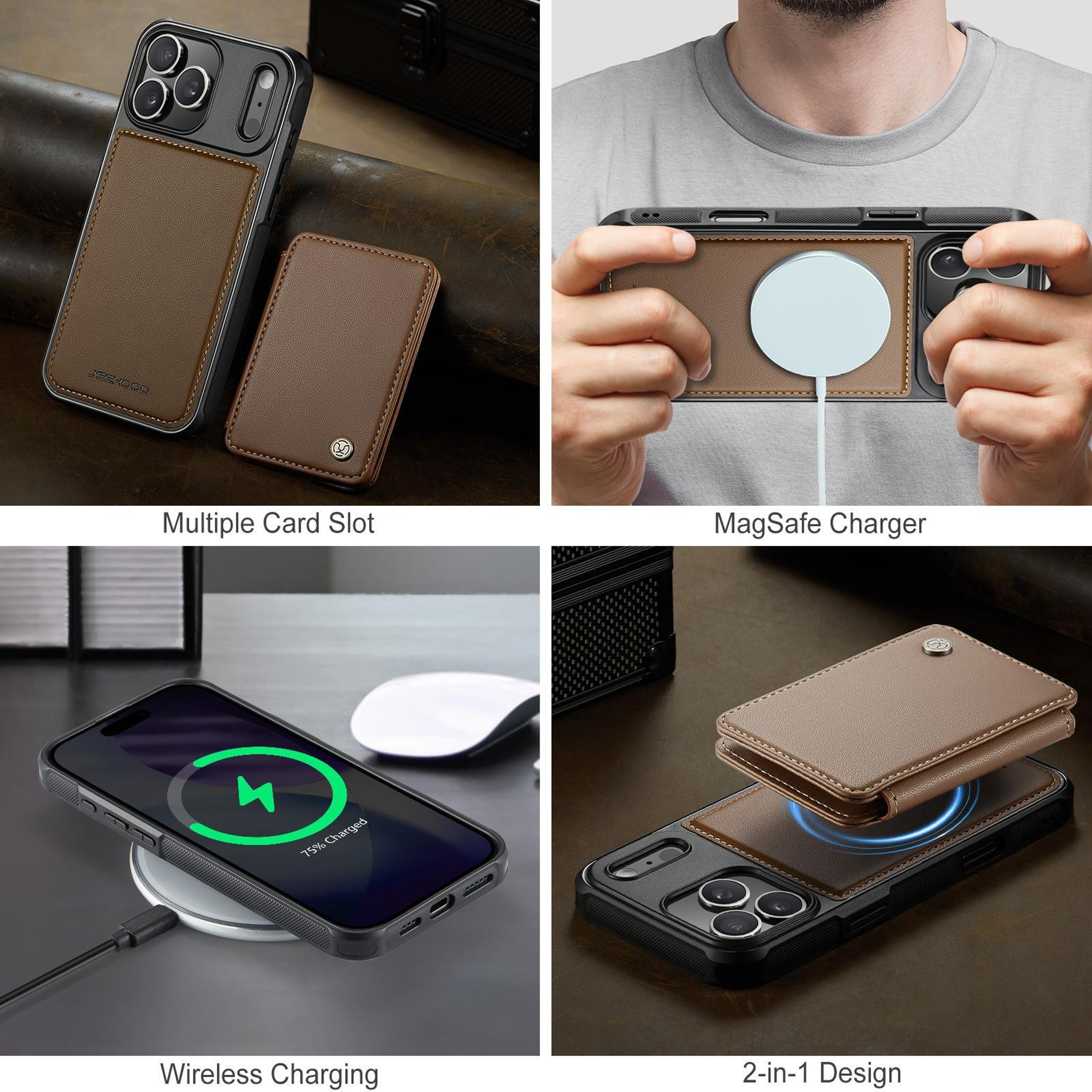 IPhone 18 Pro Magnetic Business Style Phone Case With RFID Blocking Card Holder 3