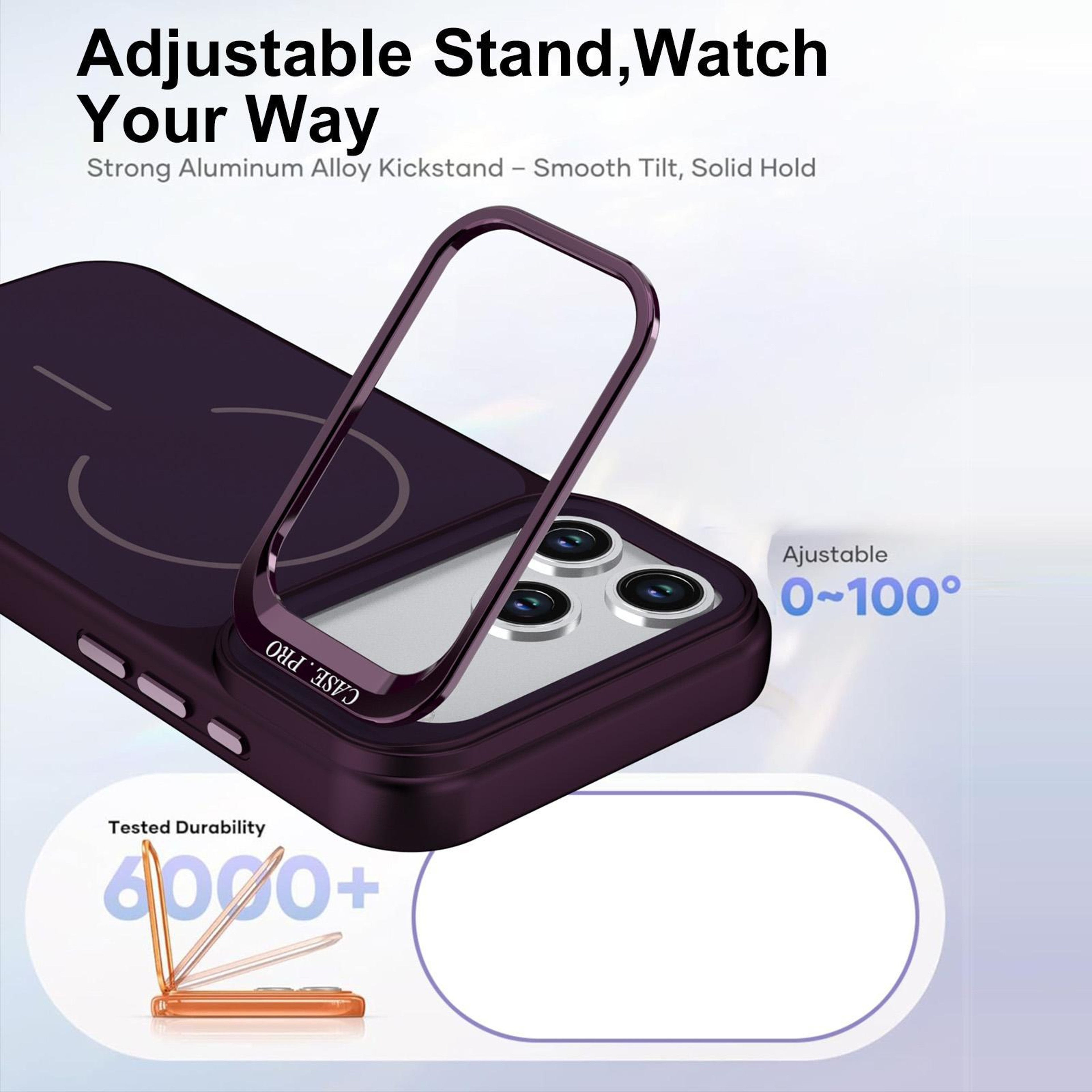 IPhone 18 Pro Magnetic Phone Case With Lens Frame Kickstand Bright Color Contrast Skin Feel Cover 4