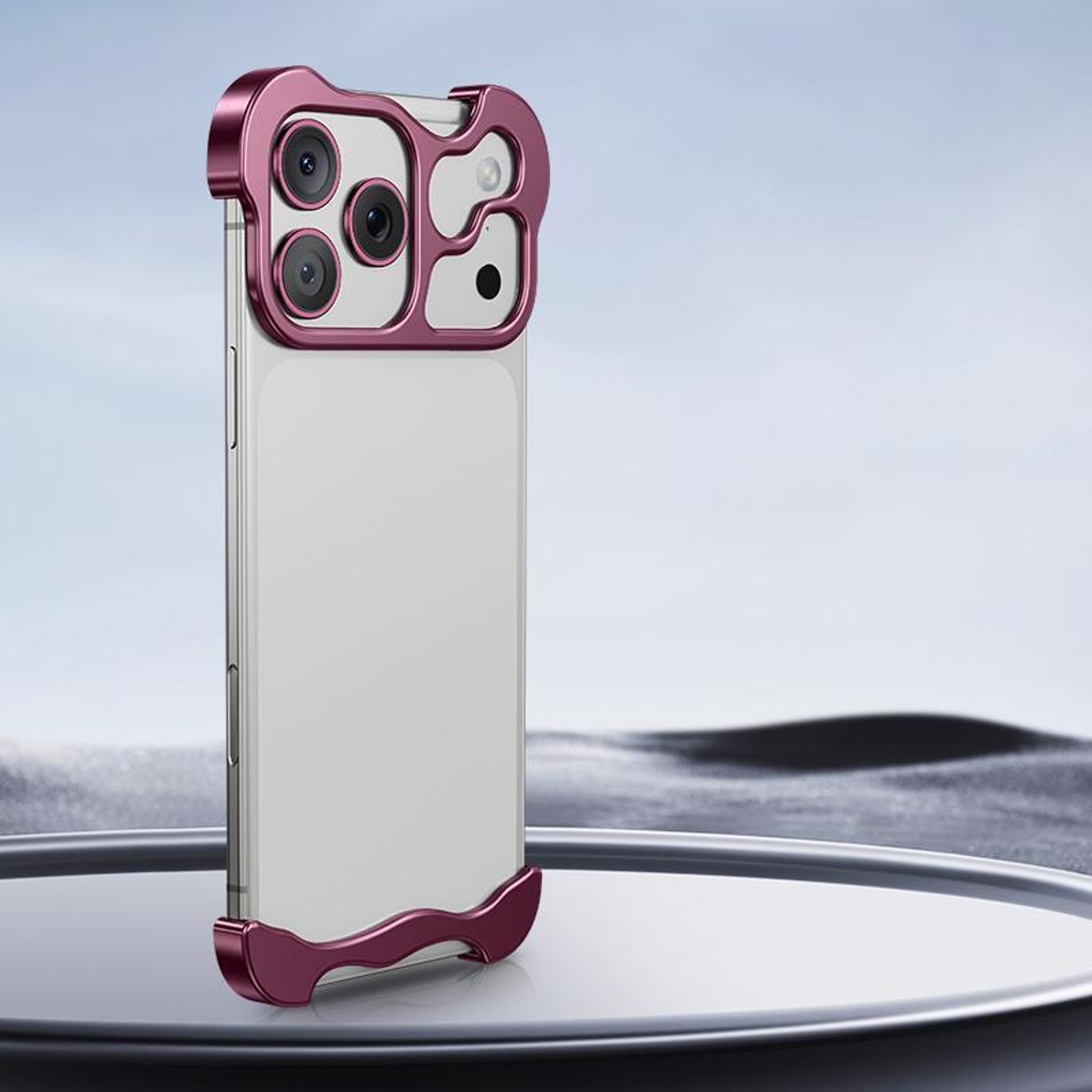 Frameless Metal Corner Pad Phone Case With Lens Film For IPhone 18 Pro Max 0