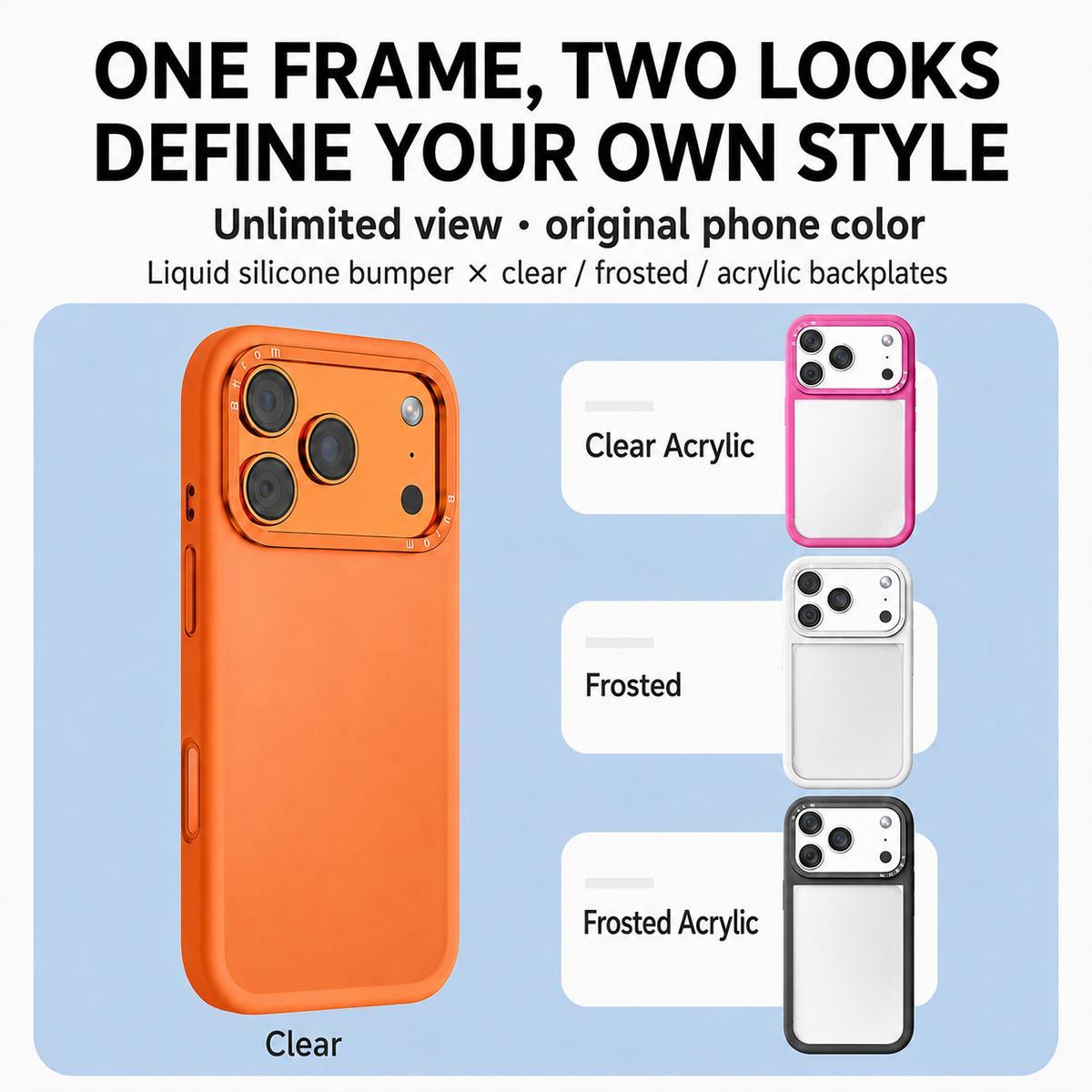 IPhone 18 Pro Clear Hybrid Case With Liquid Silicone Frame And Metal Lens Guard 7