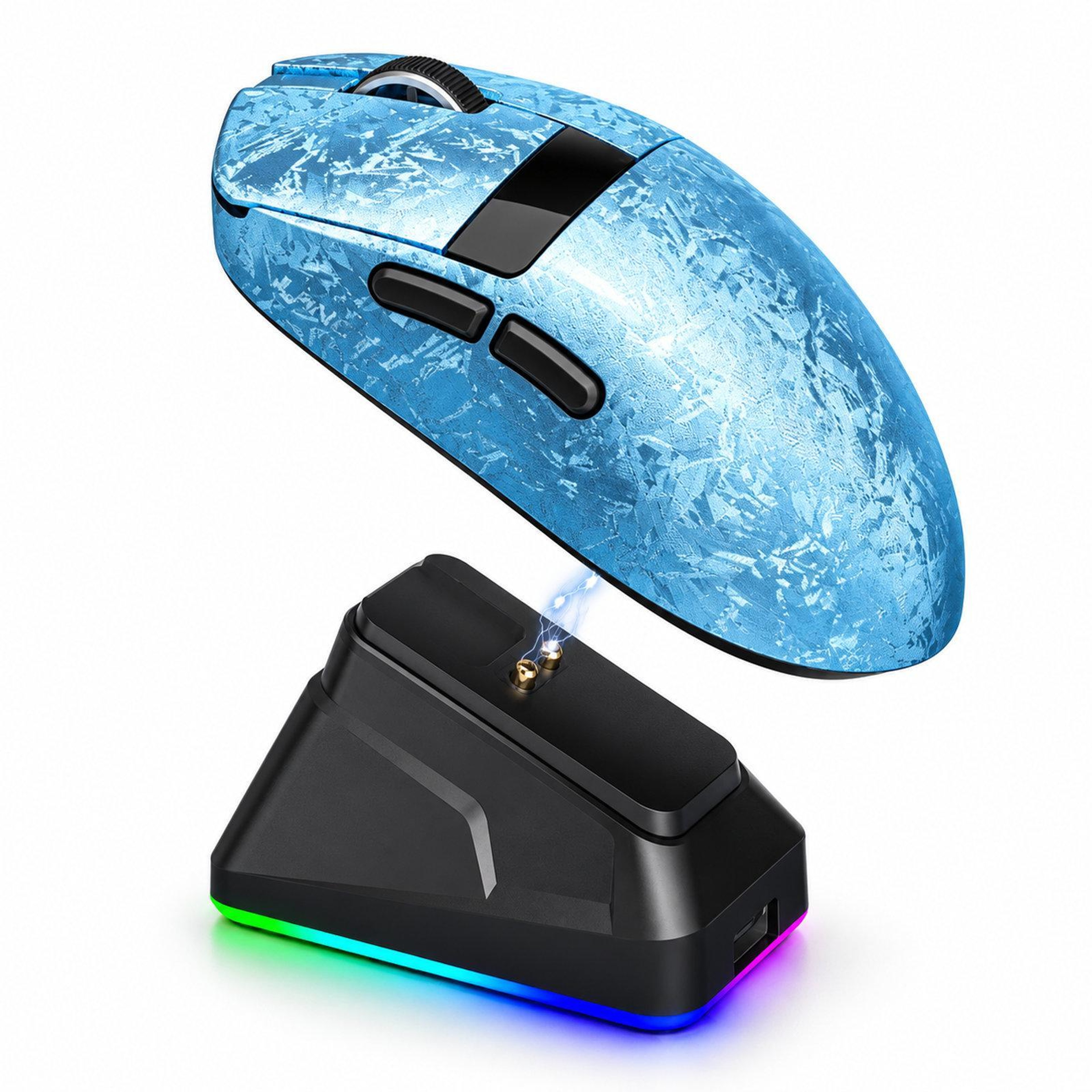 Tri-Mode Wireless Gaming Mouse Dual 8K Polling Rate Carbon Fiber Pattern RGB Charging Dock LED Display – view 1