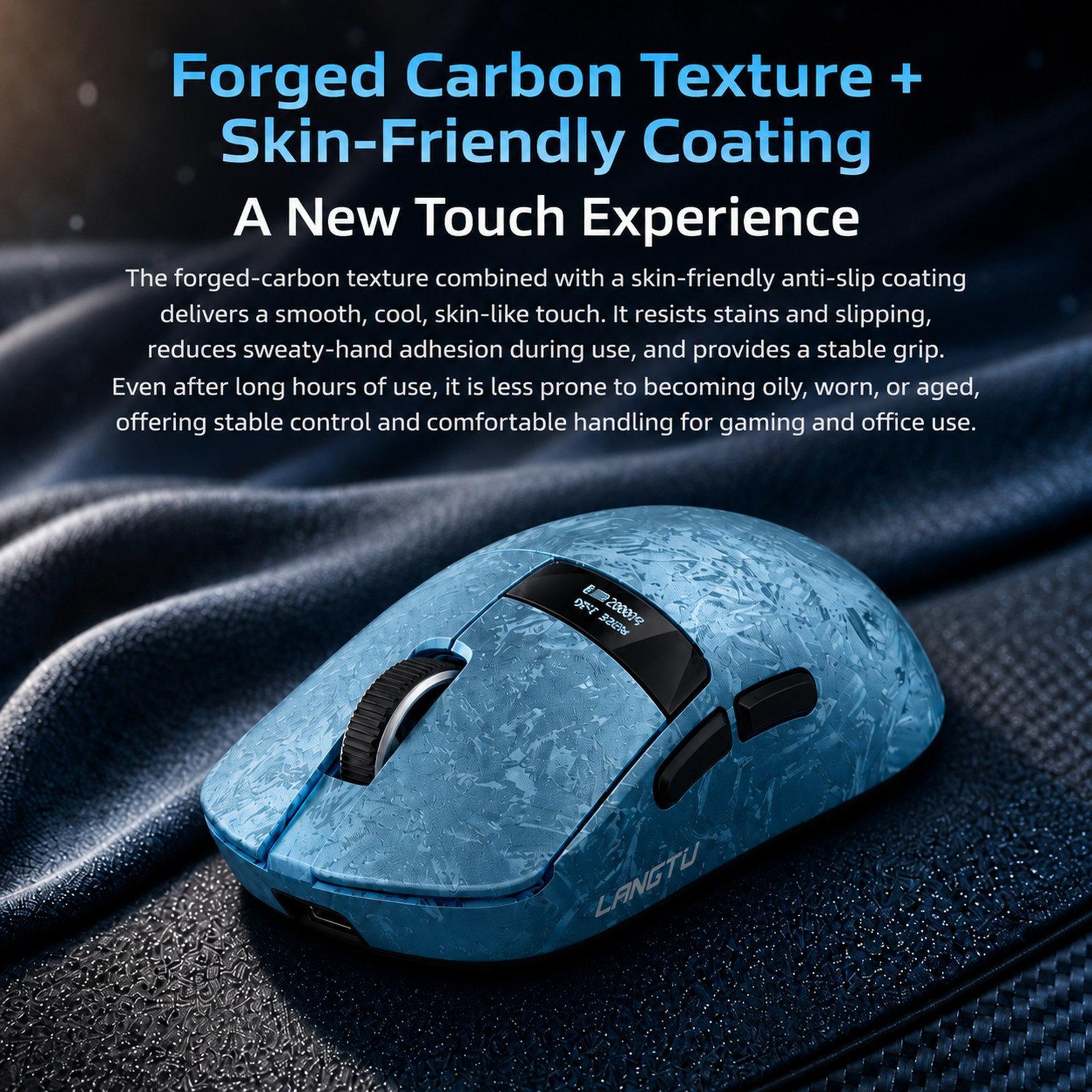 Tri-Mode Wireless Gaming Mouse Dual 8K Polling Rate Carbon Fiber Pattern RGB Charging Dock LED Display – view 4