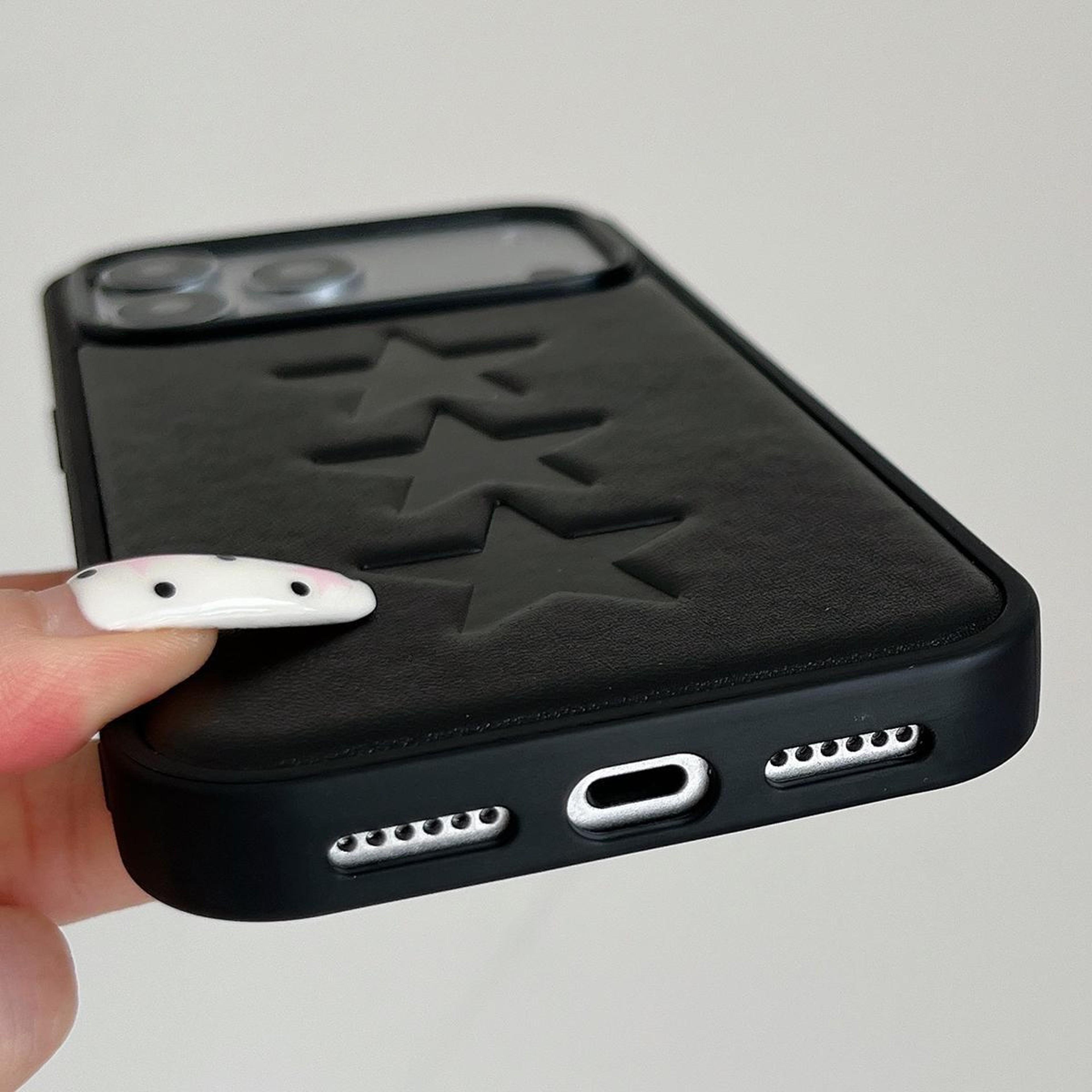 Embossed Star Pattern TPU PU Leather Phone Case for iPhone 18 Pro Black – view 5