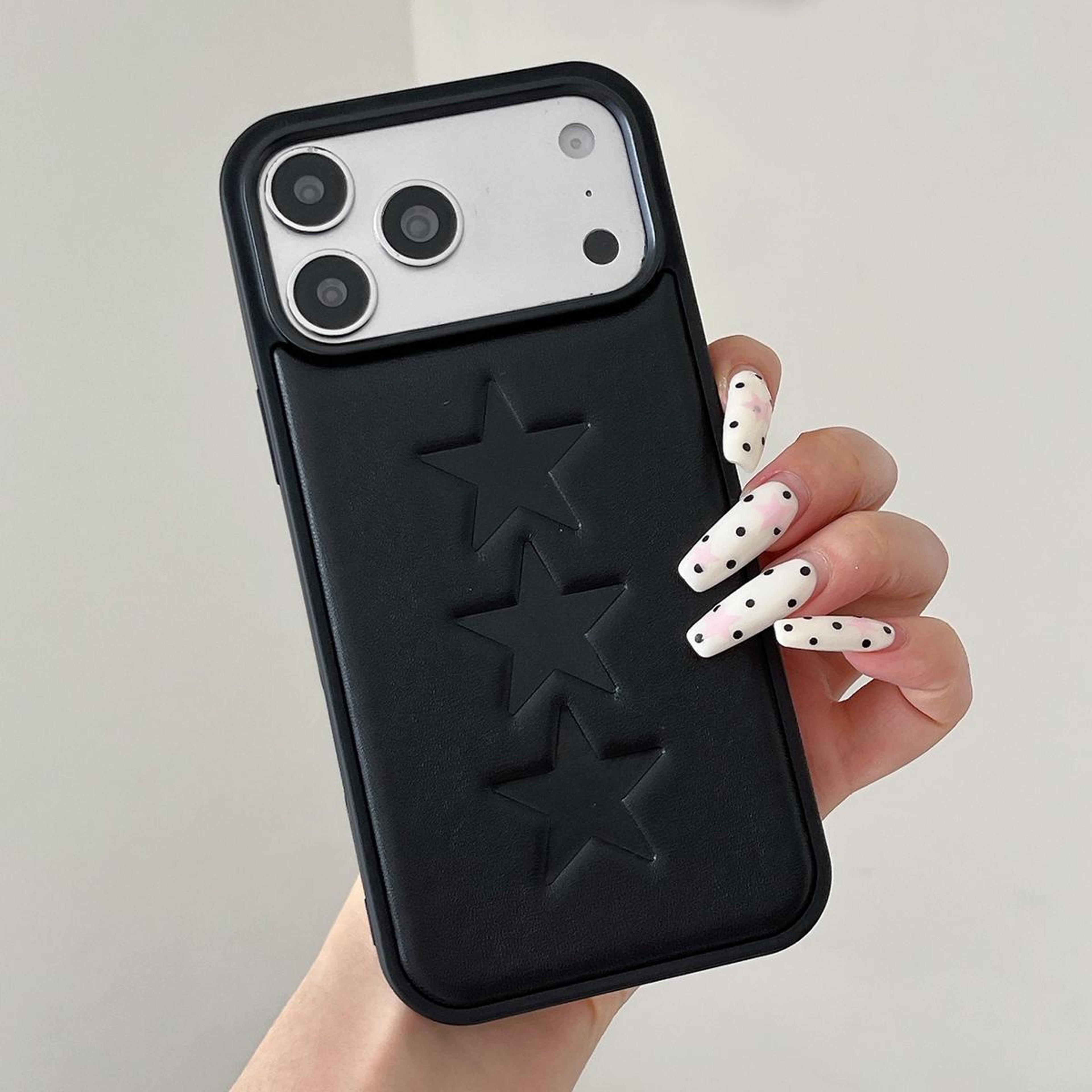 Embossed Star Pattern TPU PU Leather Phone Case for iPhone 18 Pro Black – view 6