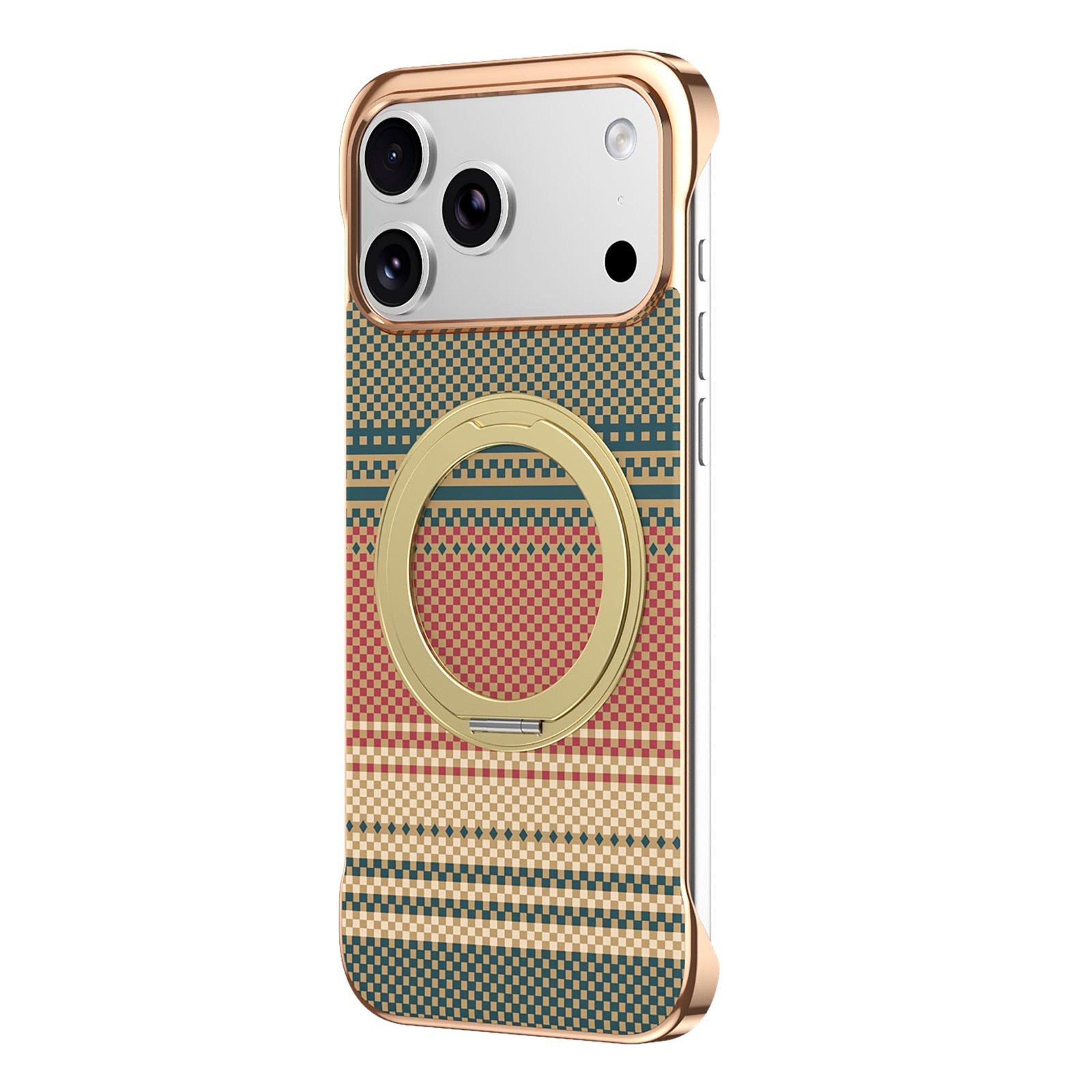 IPhone 18 Pro Magnetic Phone Case With 360 Rotating Stand And Electroplated Frame 0