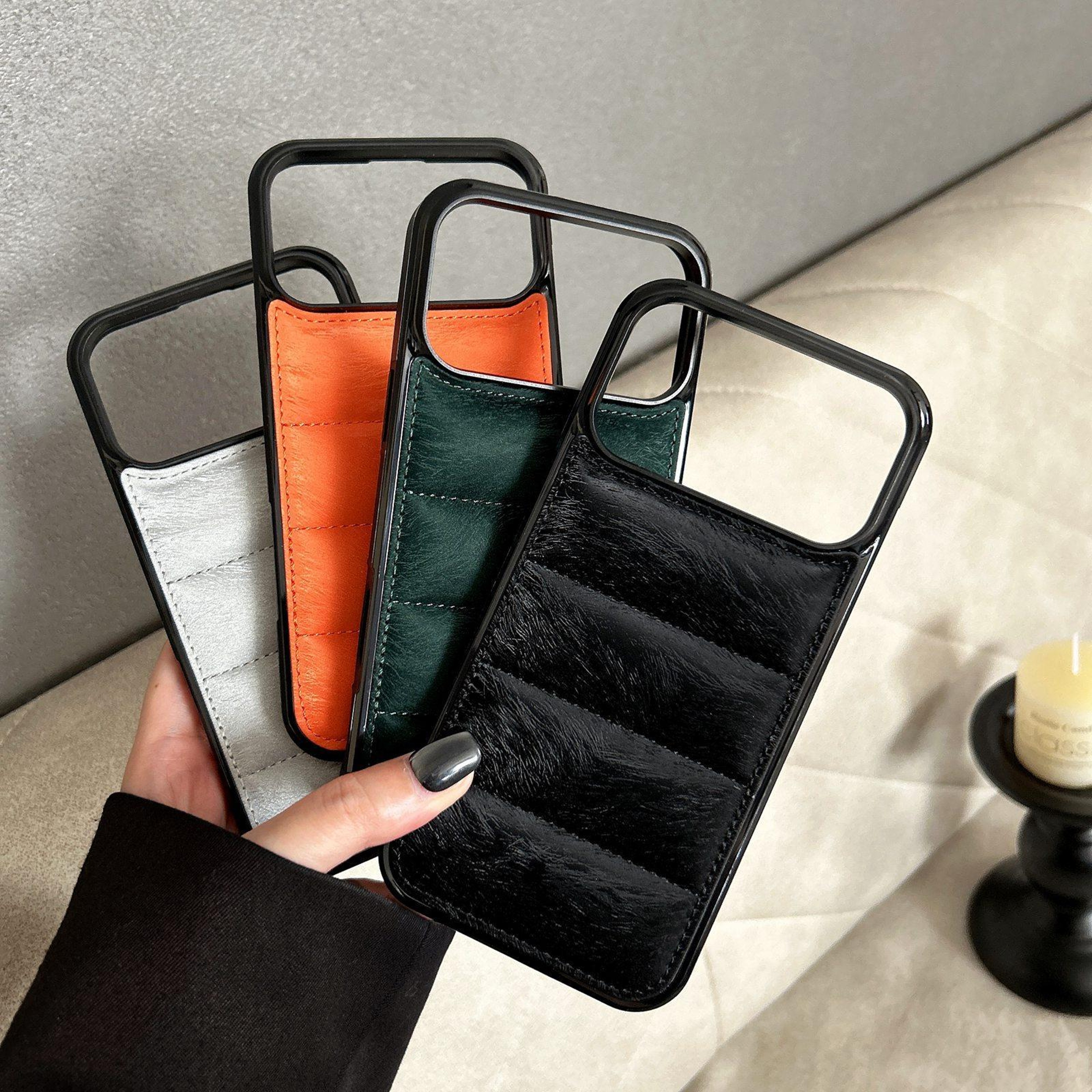 IPhone 18 Pro Padded PU Leather Phone Case With Raised Camera Protection 2