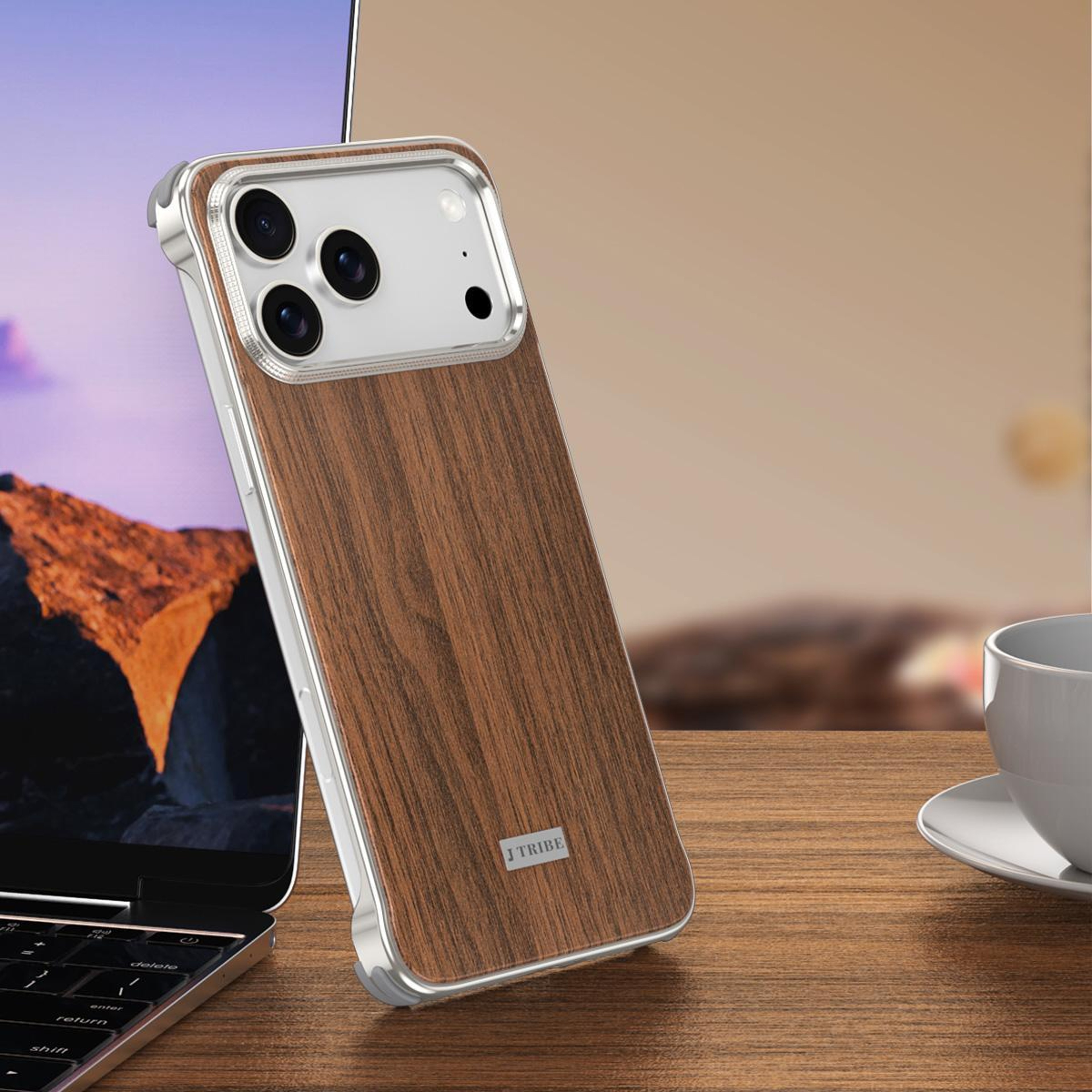 IPhone 18 Pro Max MagSafe Phone Case With Metal Frame And Wood Texture 0