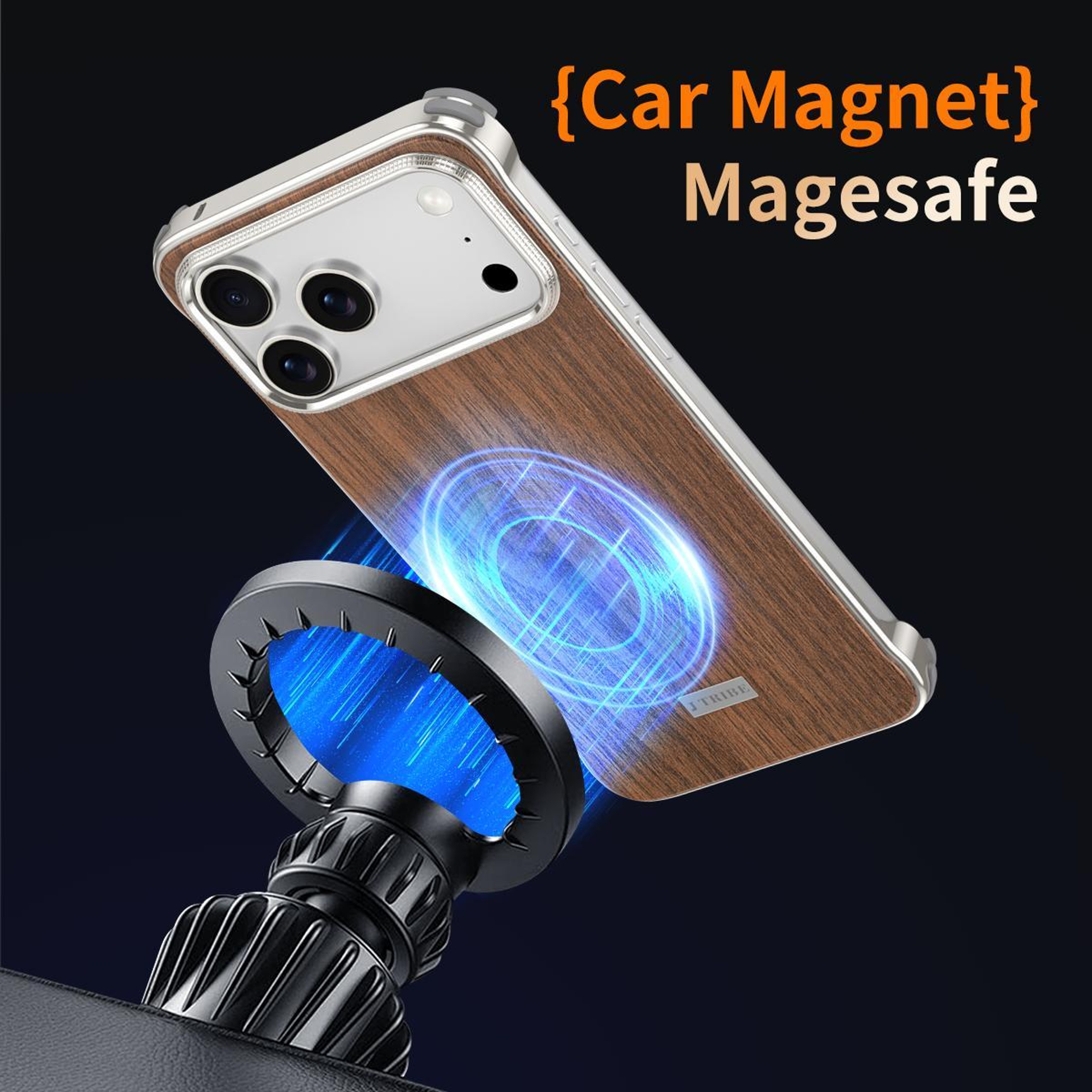 IPhone 18 Pro Max MagSafe Phone Case With Metal Frame And Wood Texture 6