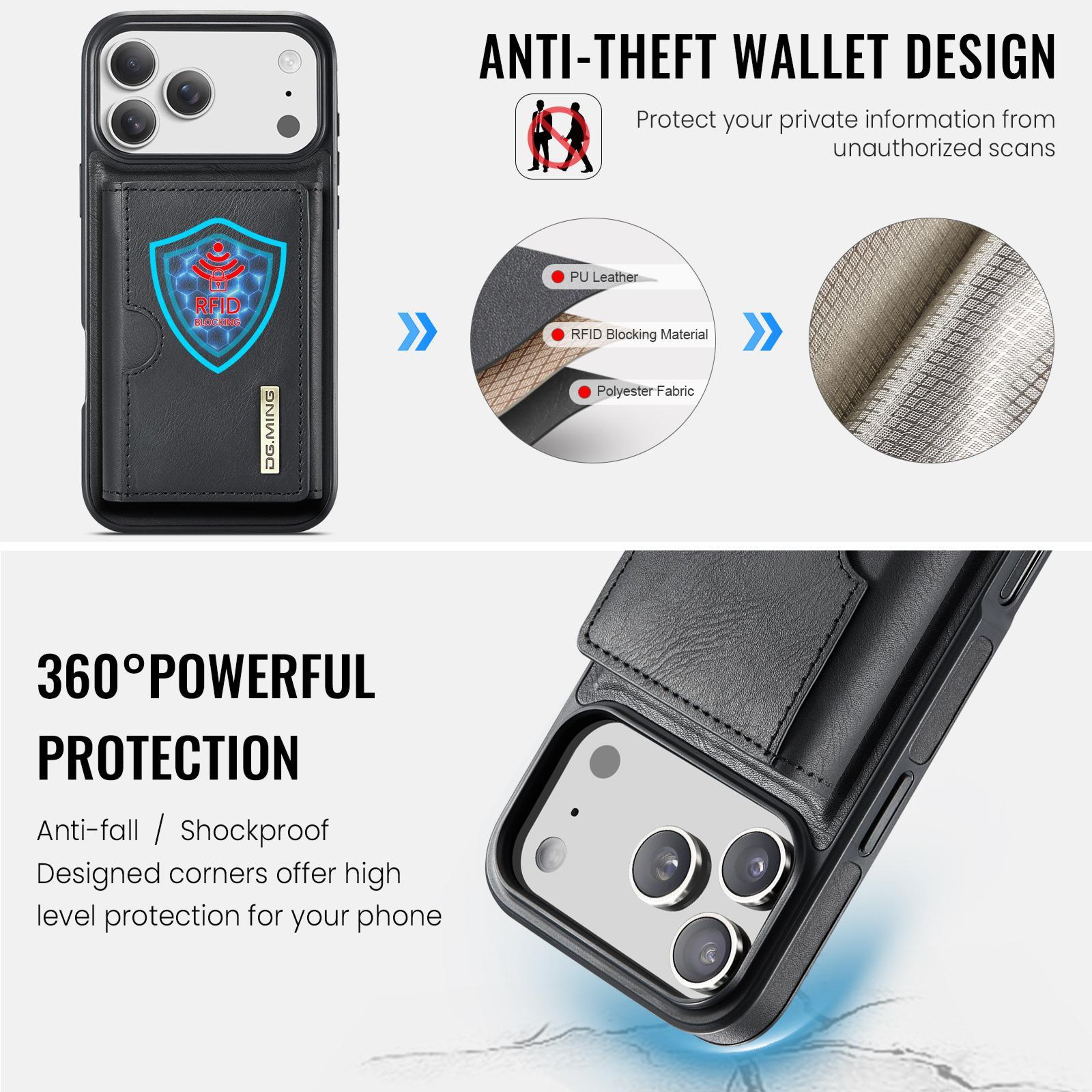 IPhone 18 Pro RFID Wallet Case With Detachable TriFold Leather Card Holder 5